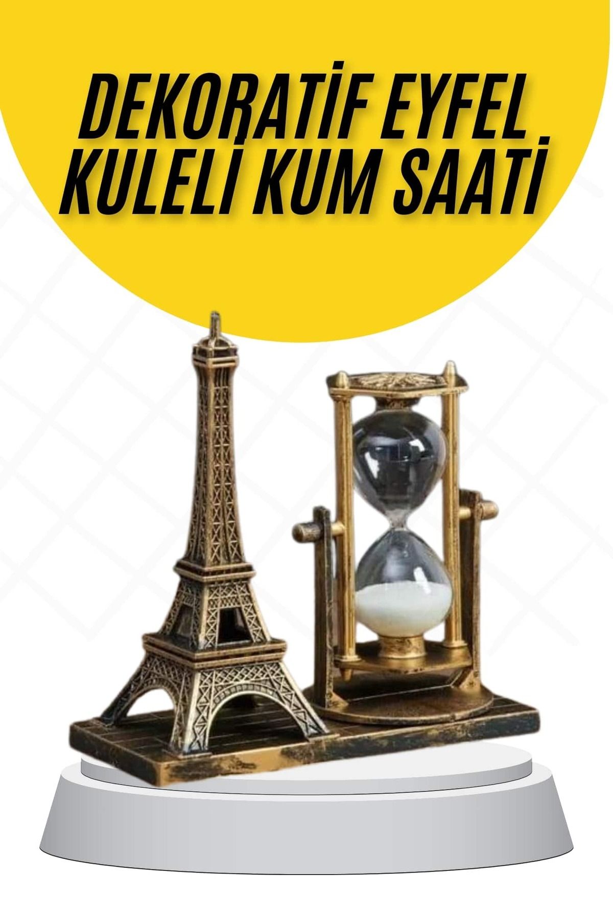 ASTRALTECH Dekoratif Eyfel Kulesi ve Kum Saati Vintage Tarzı Masa Süsü Biblo