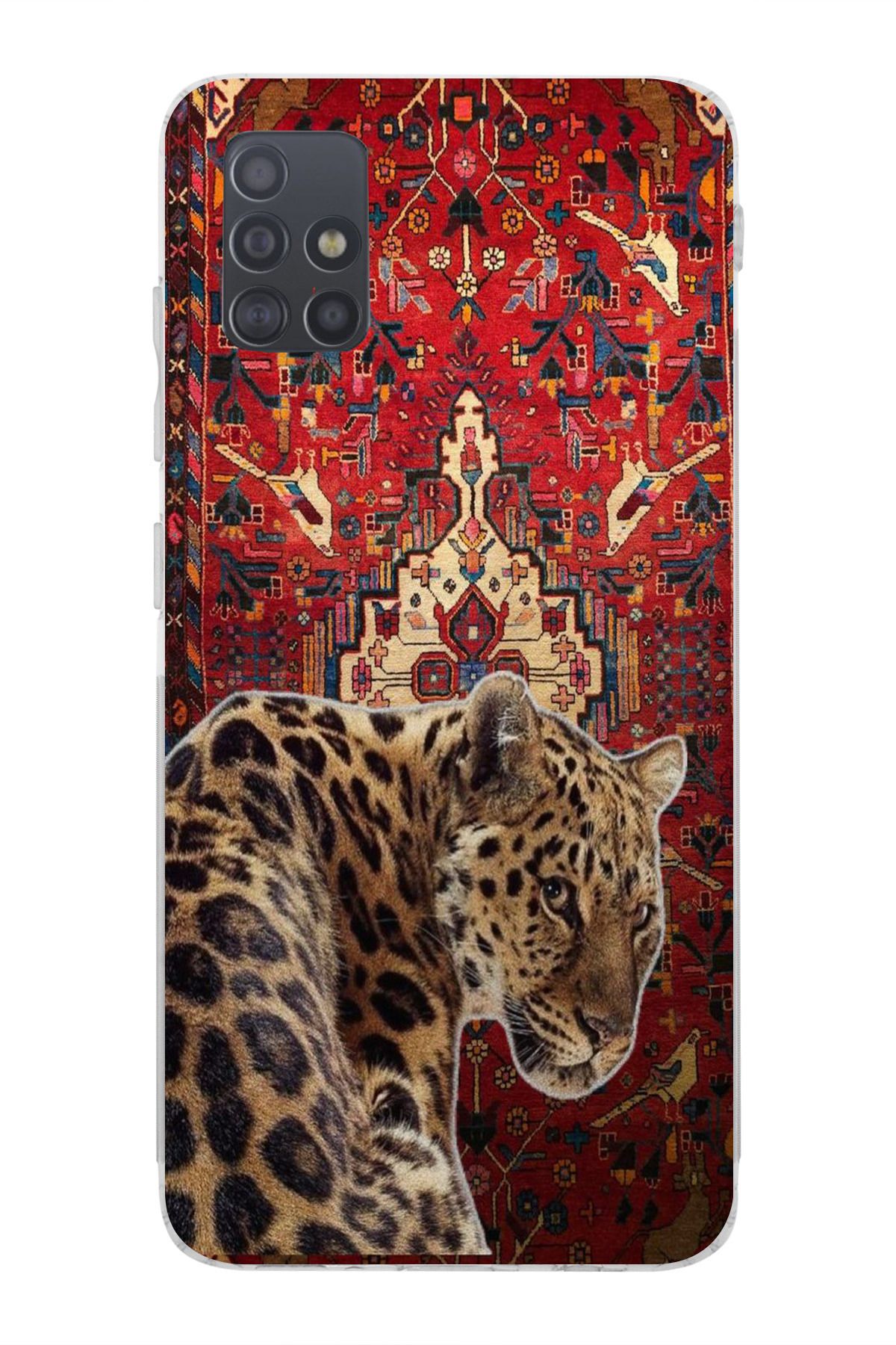 moonset Samsung Galaxy A71 Uyumlu Leopar Tasarımlı Baskılı Şeffaf Telefon Kılıfı