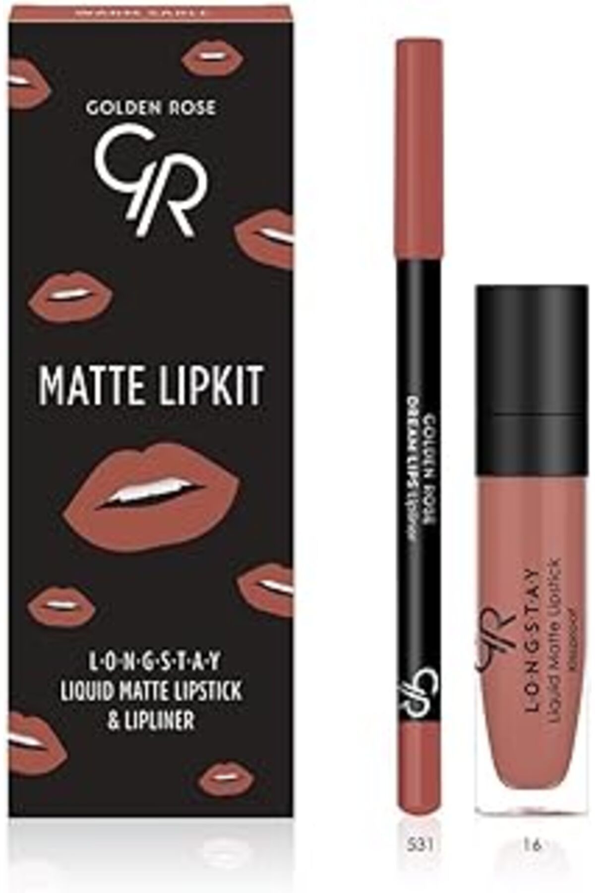 Roses Store Rose Matte Lipkit Liquid Matte Lipstick & Lipliner Likit Ruj Ve Kalem No: Warm Sable