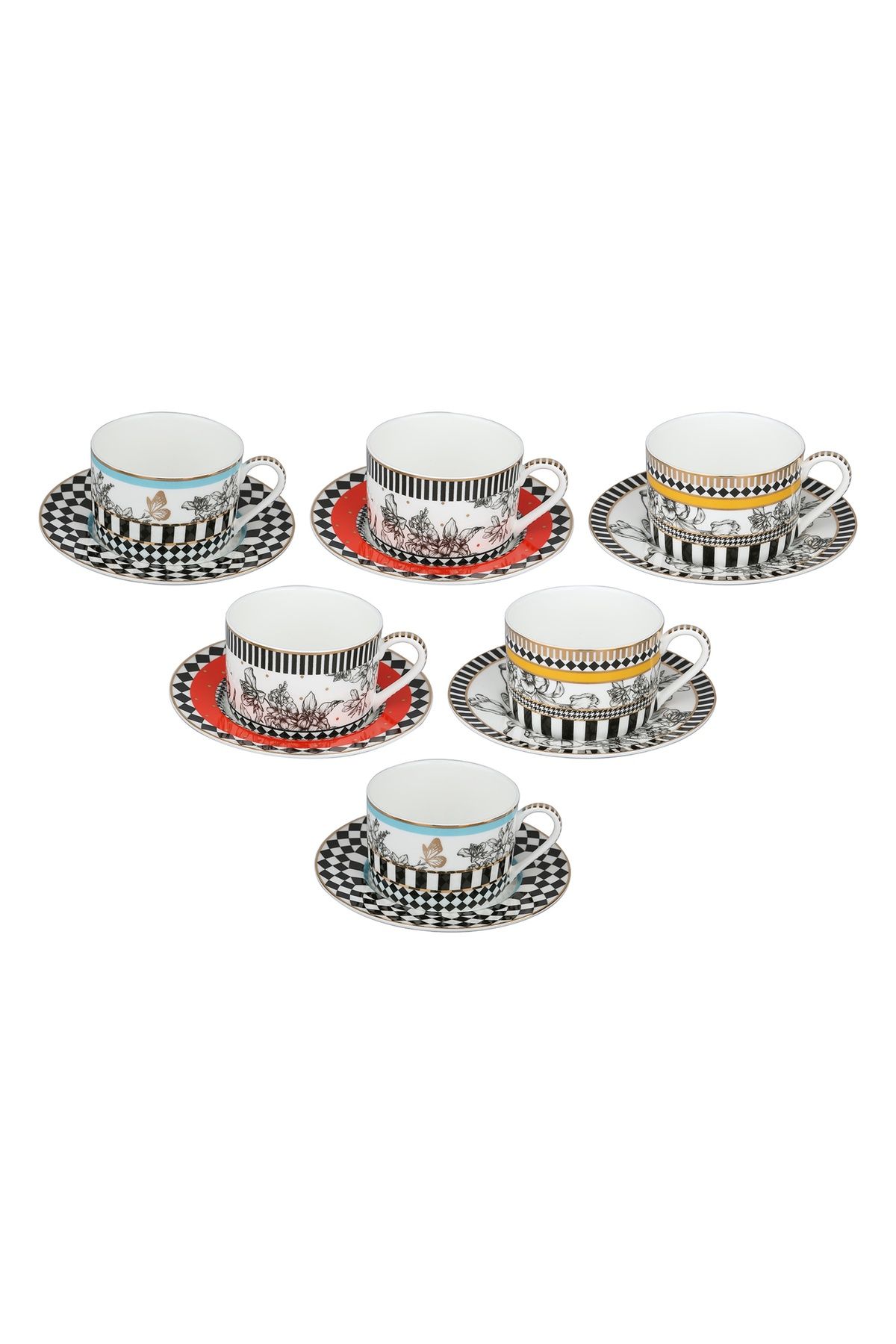 Lucky Art Maggey New Bone China Porselen 6lı Çay Fincanı Seti
