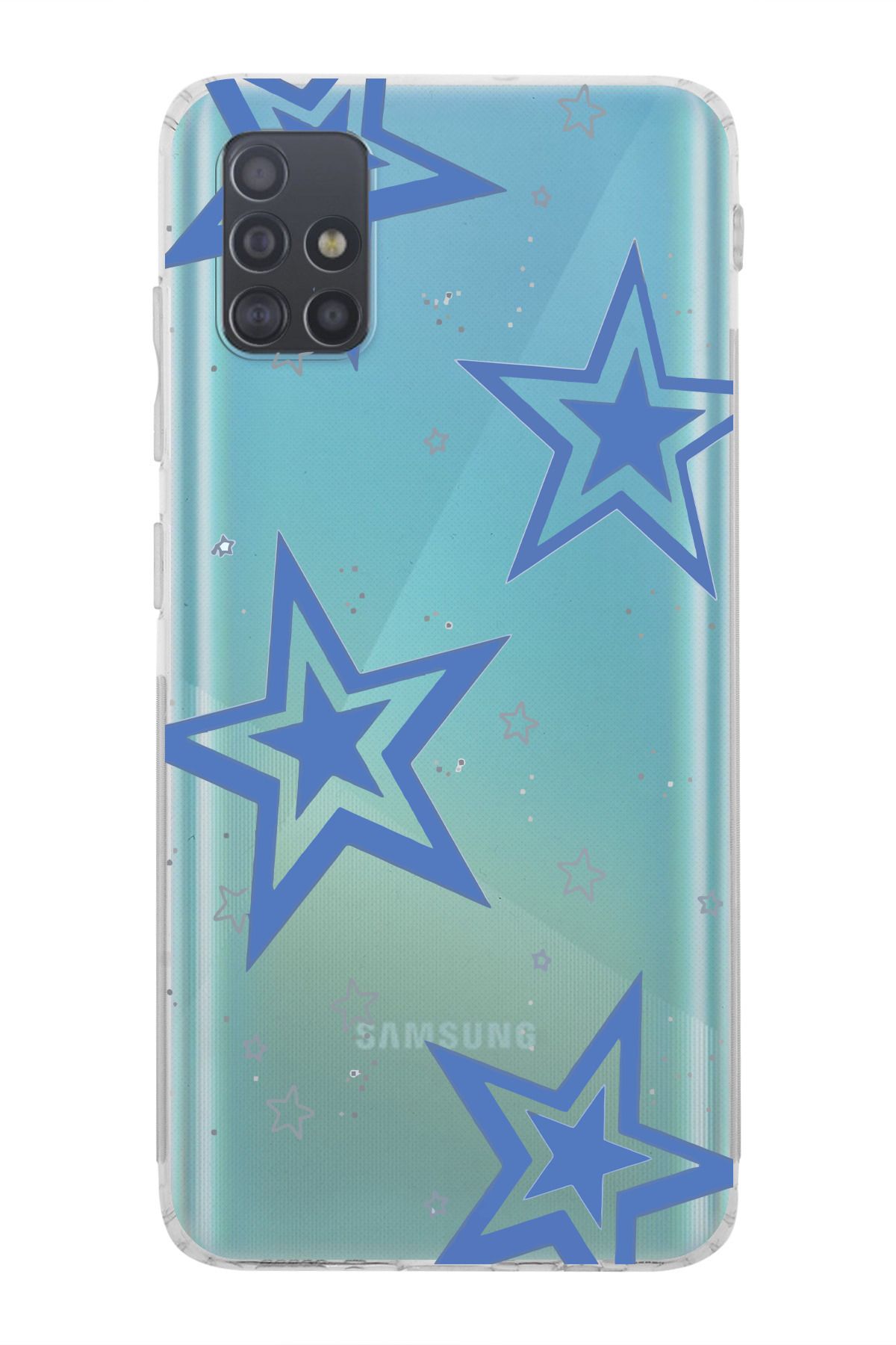 moonset Samsung Galaxy A51 Uyumlu Yıldız Tasarımlı Baskılı Şeffaf Telefon Kılıfı