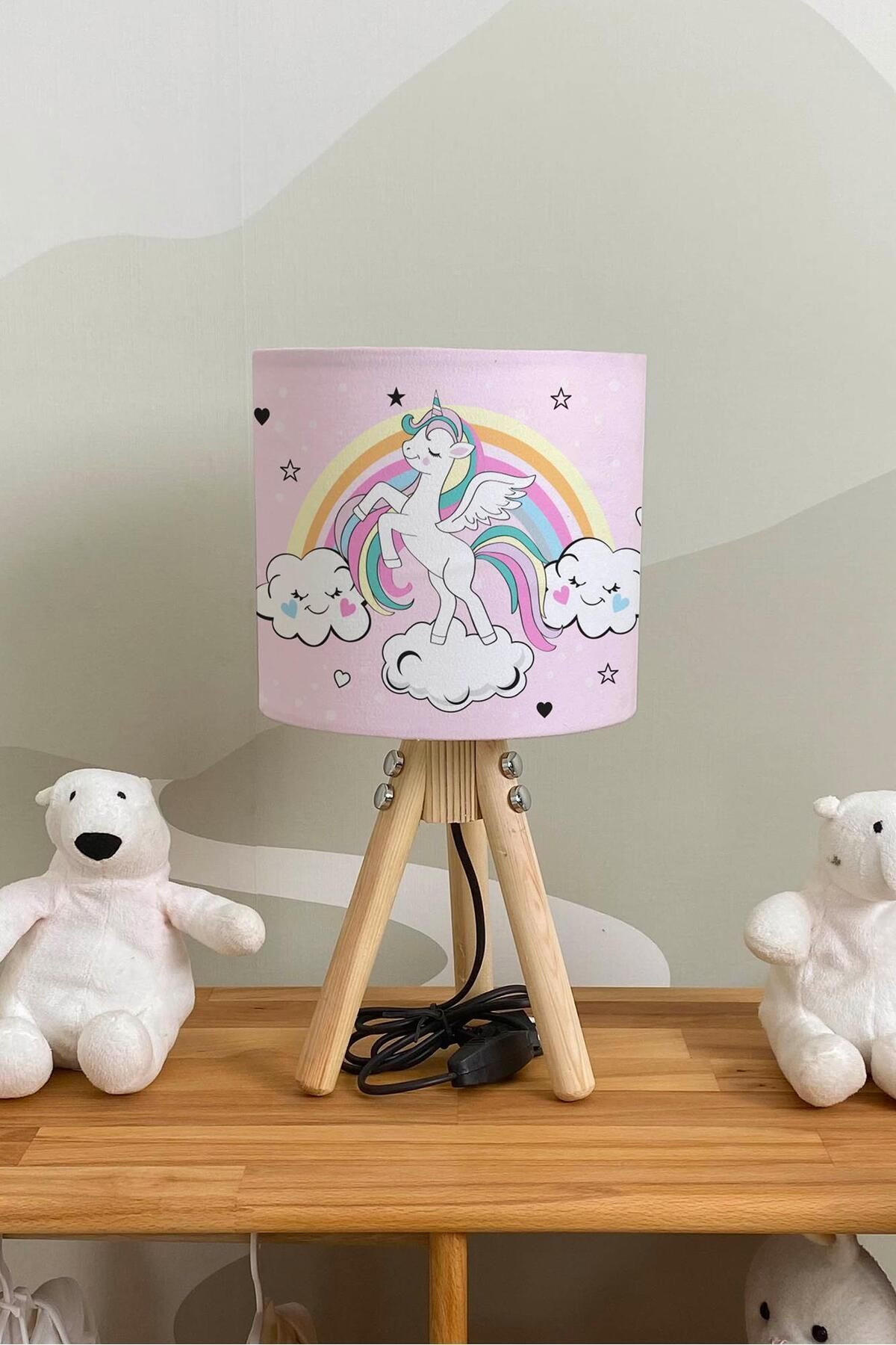 Rivaİstanbul Sihirli Unicorn Pembe Çocuk Odası Abajur