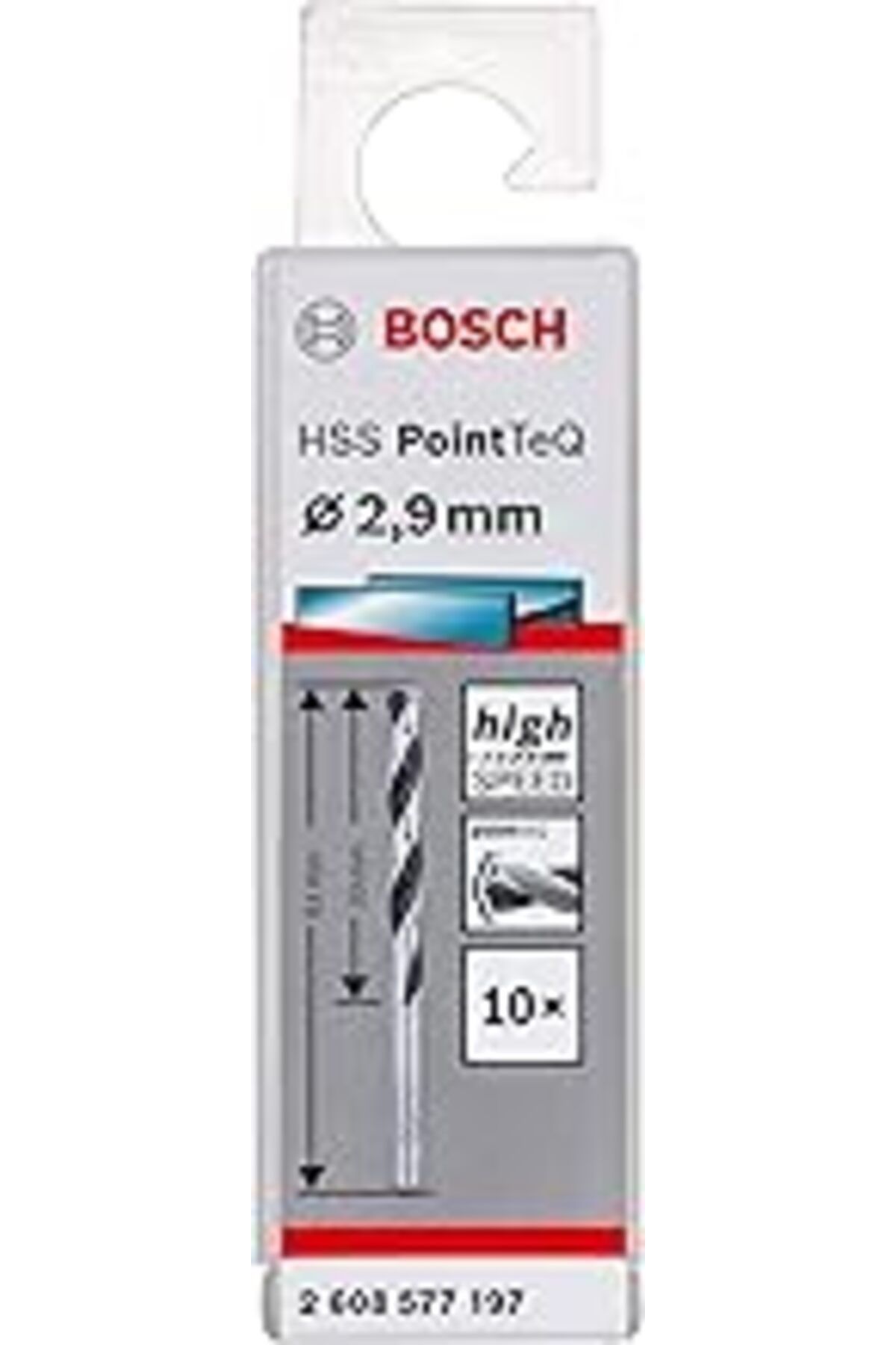 Pİ GLOBAL Bosch Professional 10 Adet Hss Spiral Matkap Ucu Pointteq (Metal Için, 2,9 X 33 X 61 Mm, Matkap Aks