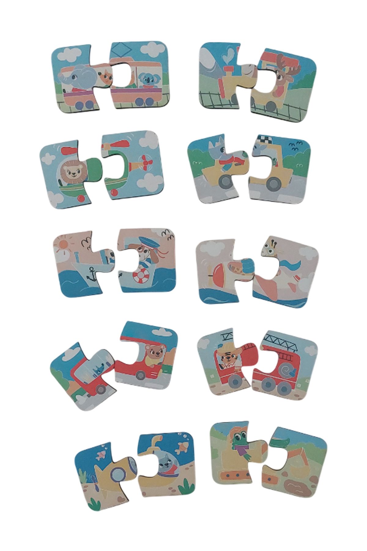 Fizello Araçlar Vehicles / 20 Parça Puzzle Yapboz Ahşap Eşleştirme Seti