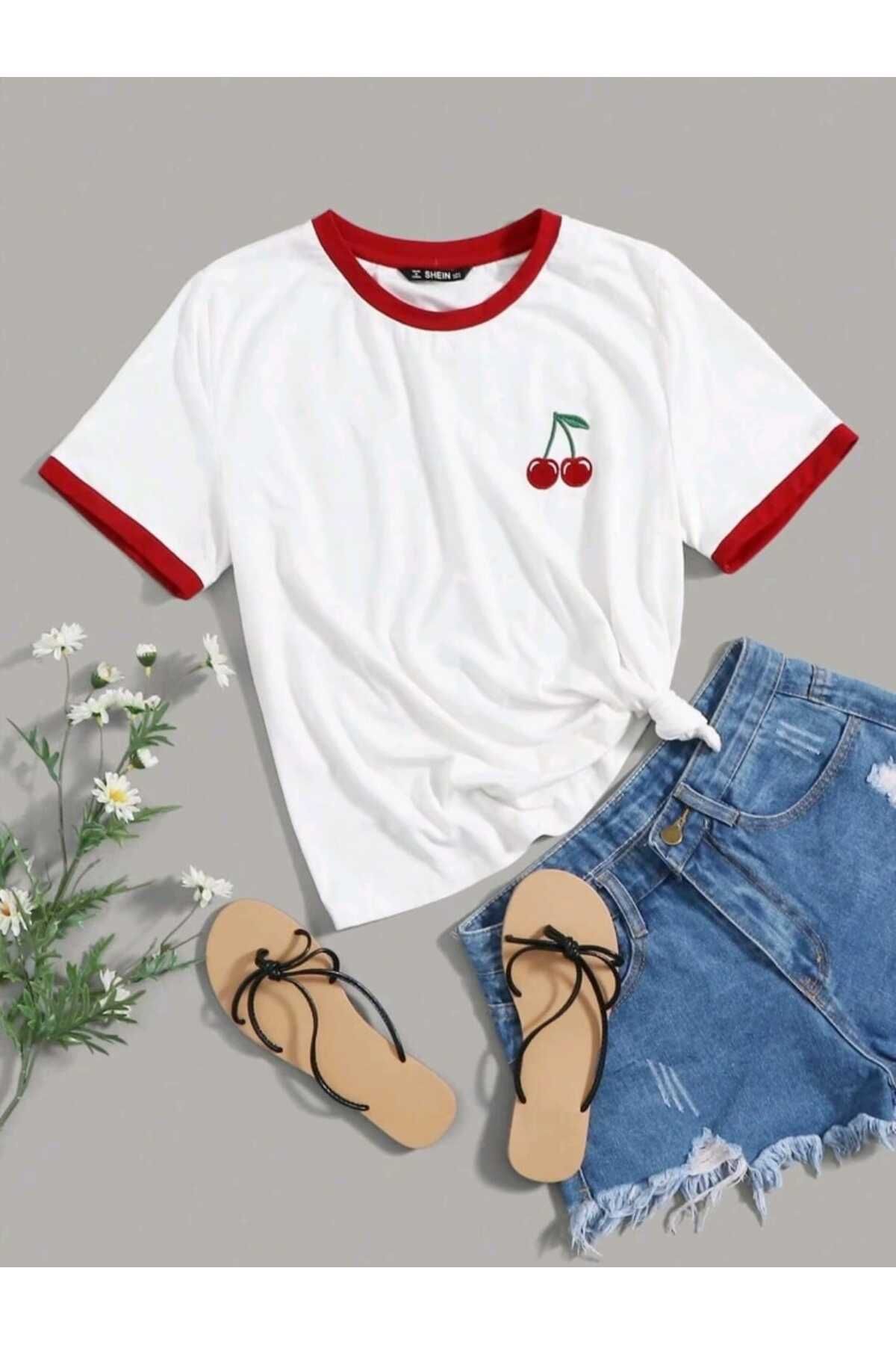 FAVORİST Biyeli Kol Detaylı Yazlık Pamuklu T-shirt