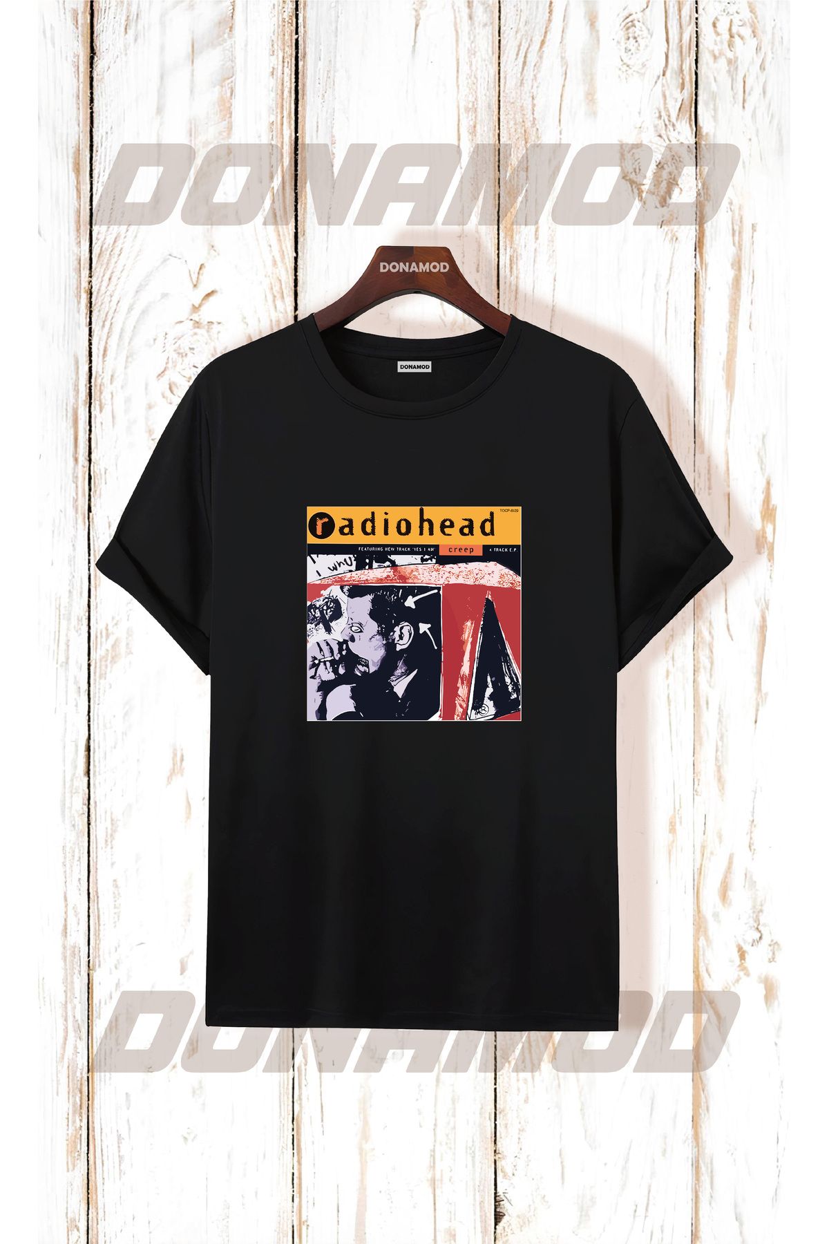donamod Siyah Beyaz Oversize Radiohead Rammstein Angel Opeth Burzum Rock Metal Black Müzik Tişört T shirt