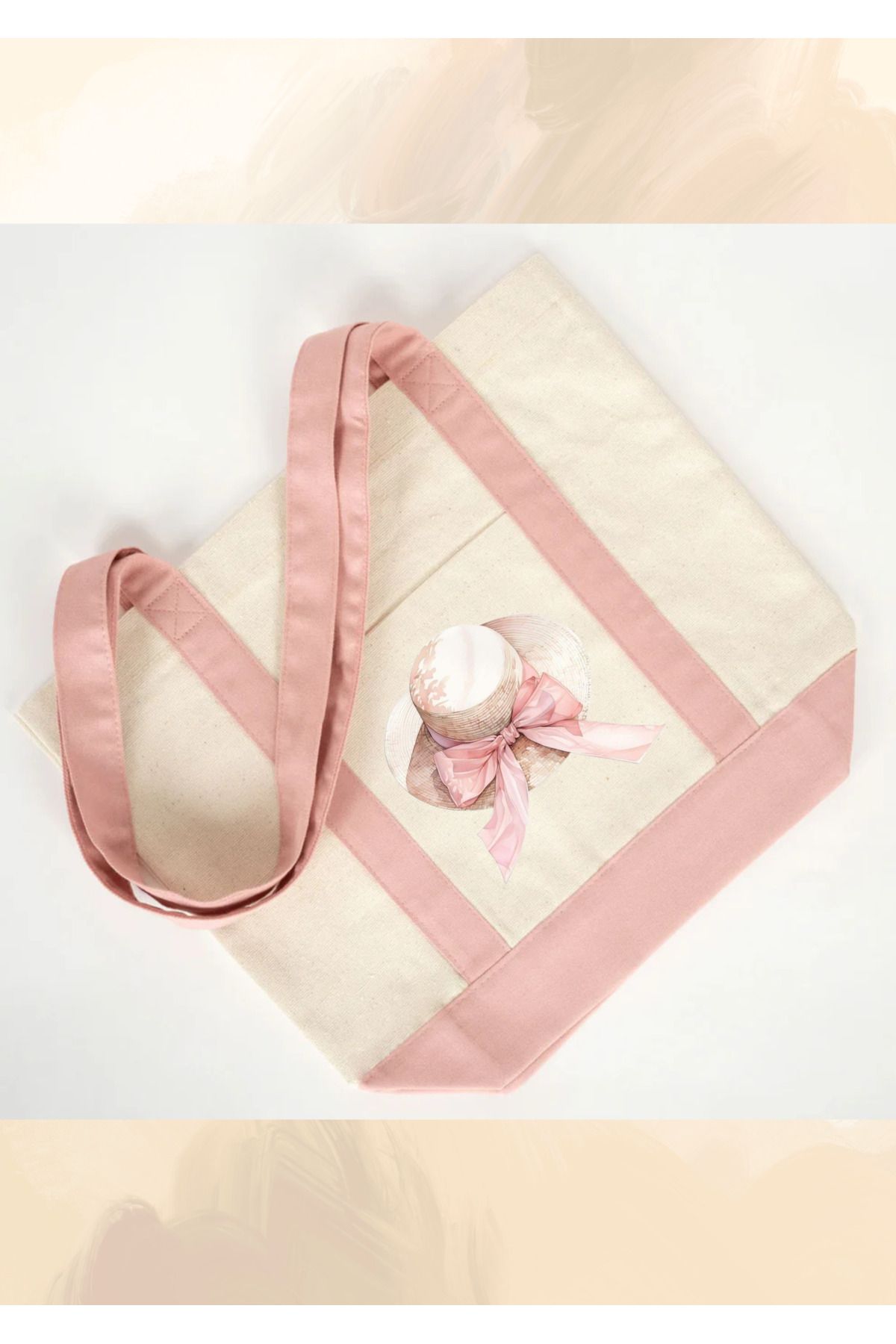 WHB Trend Kanvas Çanta 40x35x12cm -Ön Cep 17x20 cm- Pembe Renkli Kulp