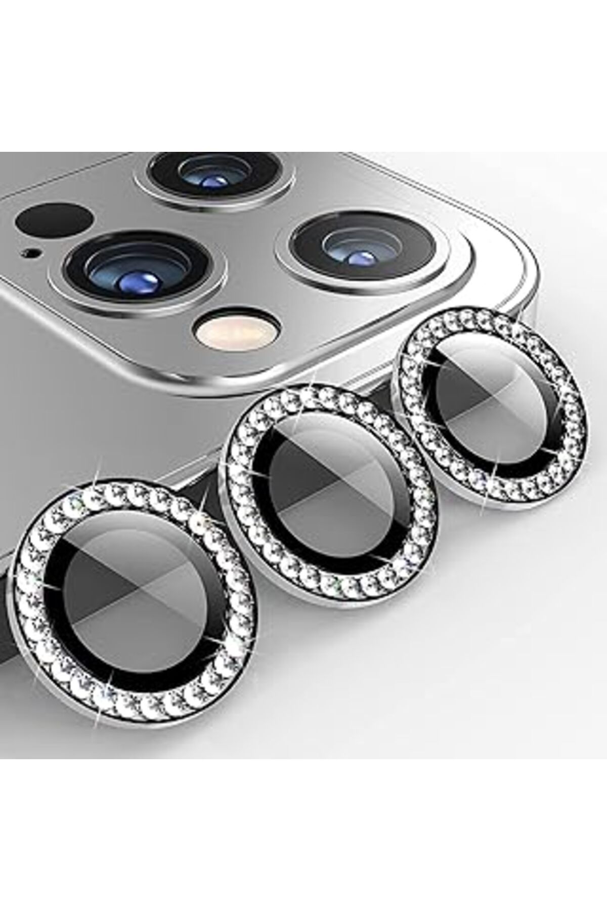 Pİ GLOBAL Happy Trend Iphone 14 - Iphone 14 Plus Uyumlu Taşlı Tasarımlı Kamera Lens Temperli Koruyucu