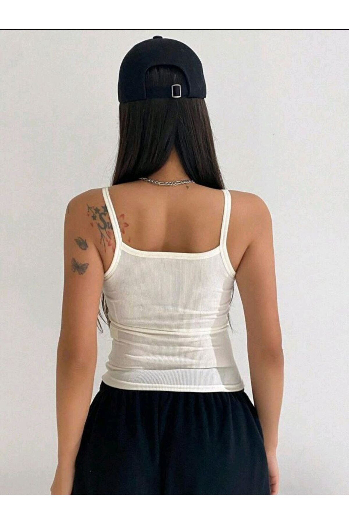 LEMAR MODA  Kadın Beyaz Siyah Ip Askılı Kaşkorse Atlet 3LÜ Kadın Atlet Crop Kaşkorse Spor Atlet Crop Atlet 2025 - Görsel 2