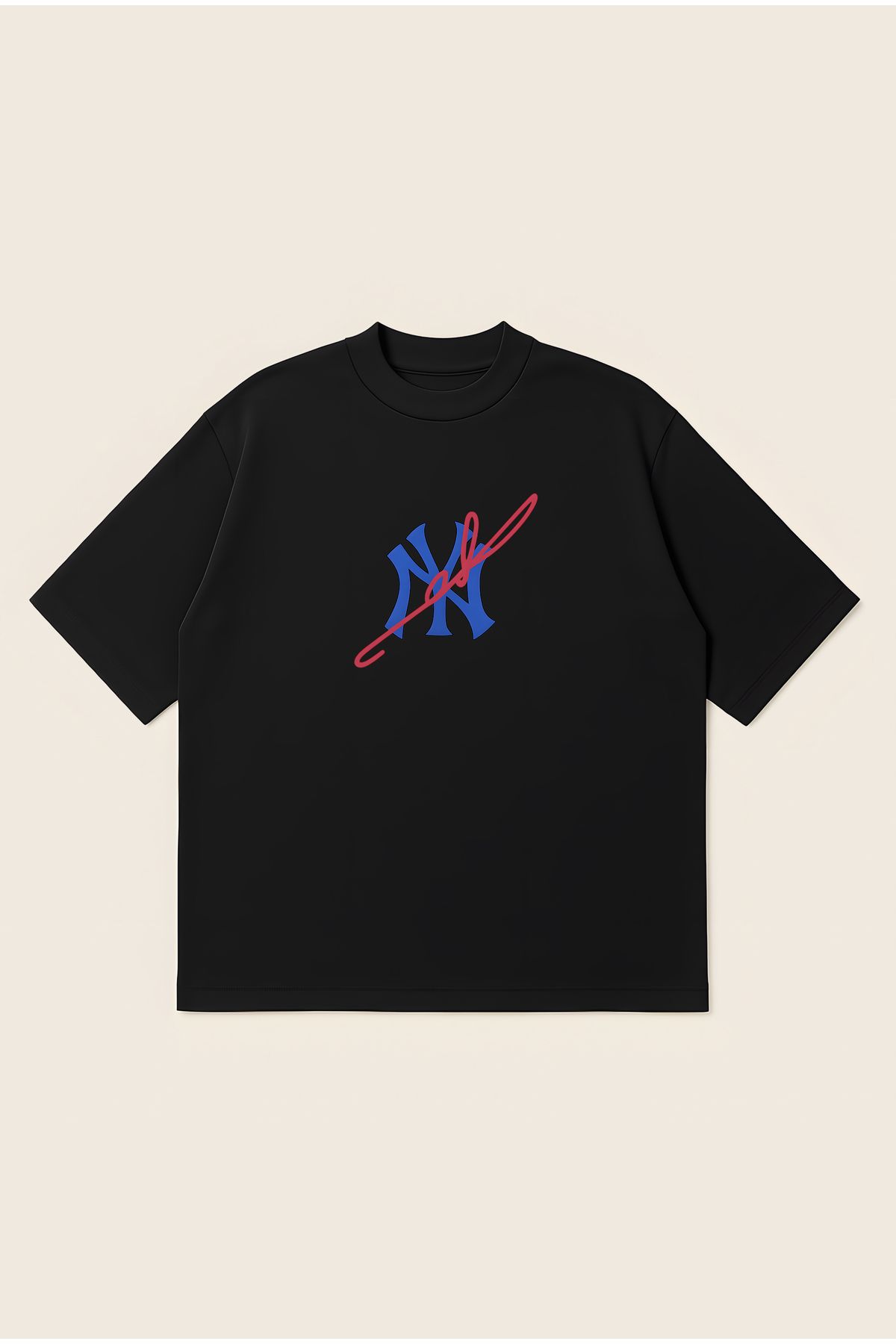 Moon Dancer Yankees Unisex Oversize Baskılı Boxy Fit Kalın Kumaşlı T-shirt