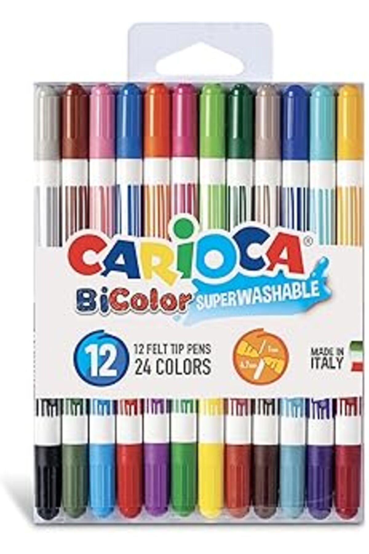 NETWORK ART Carioca Bicolor Süper Yıkanabilir Çift Uçlu Keçeli Boya Kalemi 12'Li 24 Renk