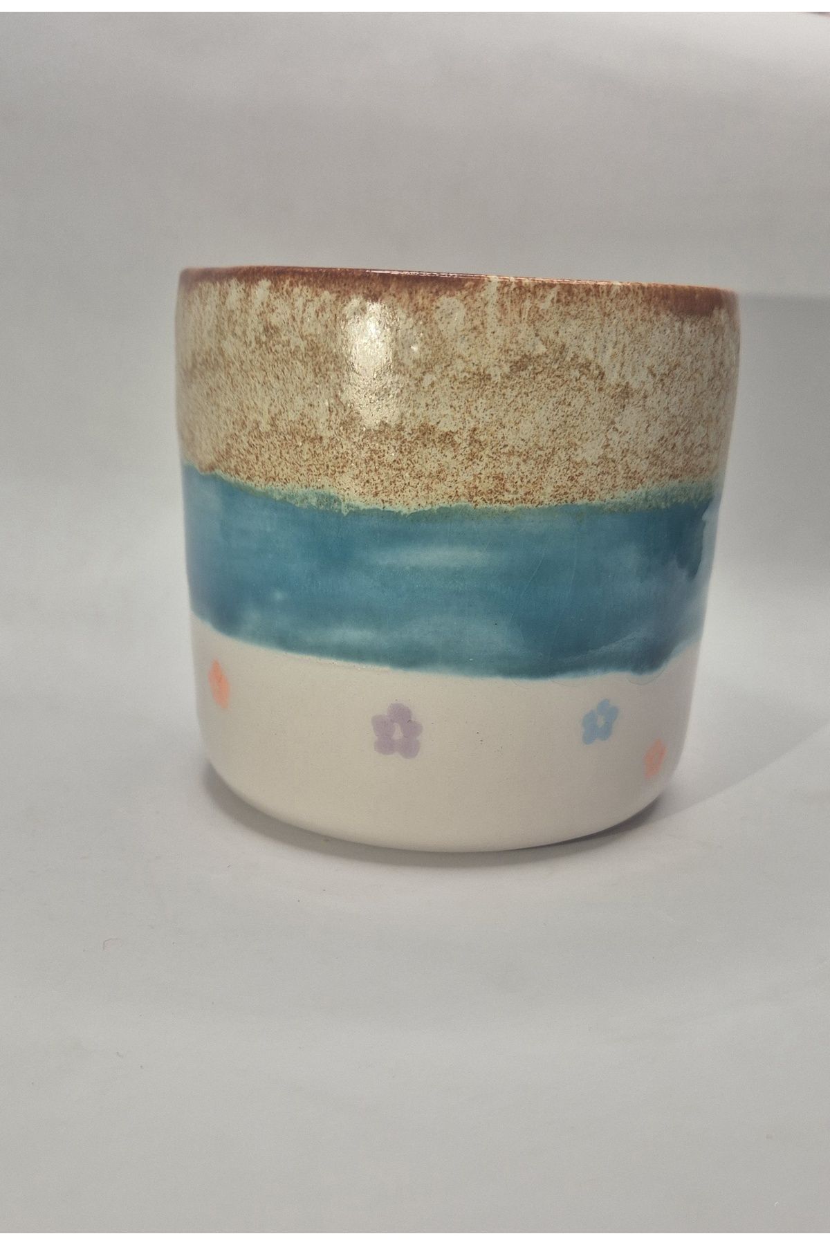 Marlin El yapımı seramik kulpsuz kupa mug