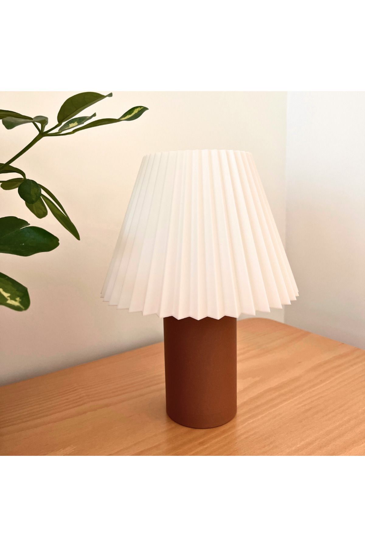 objeo Modern Ahşap Görünümlü Objeo 3D Özel Tasarım Dekoratif Abajur