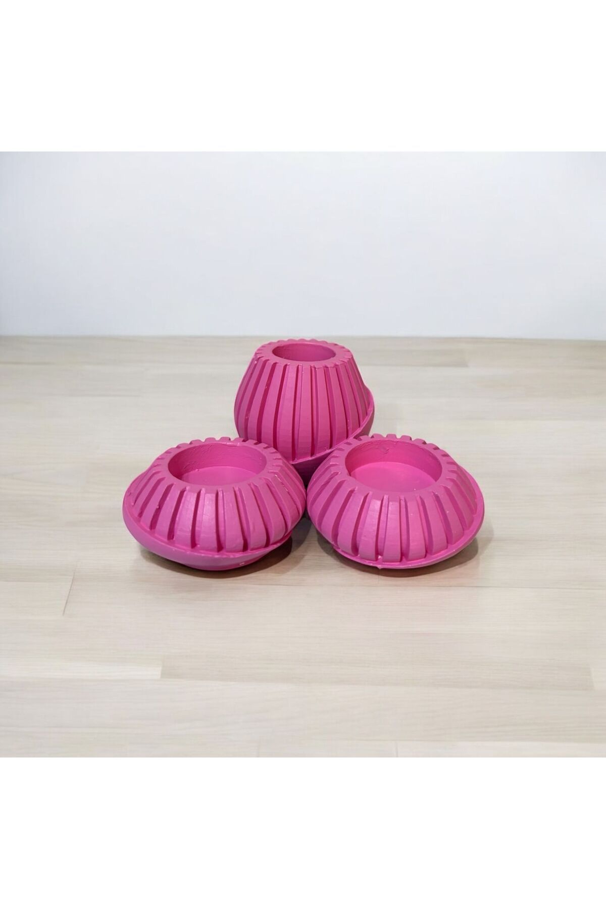 lambader Dekoratif Alçı Vazo 3'lü set pembe