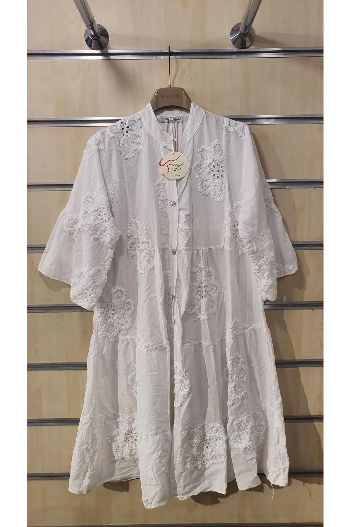 Park Moda OTANTİK KABARTMALI KISA PAMUK ELBİSE
