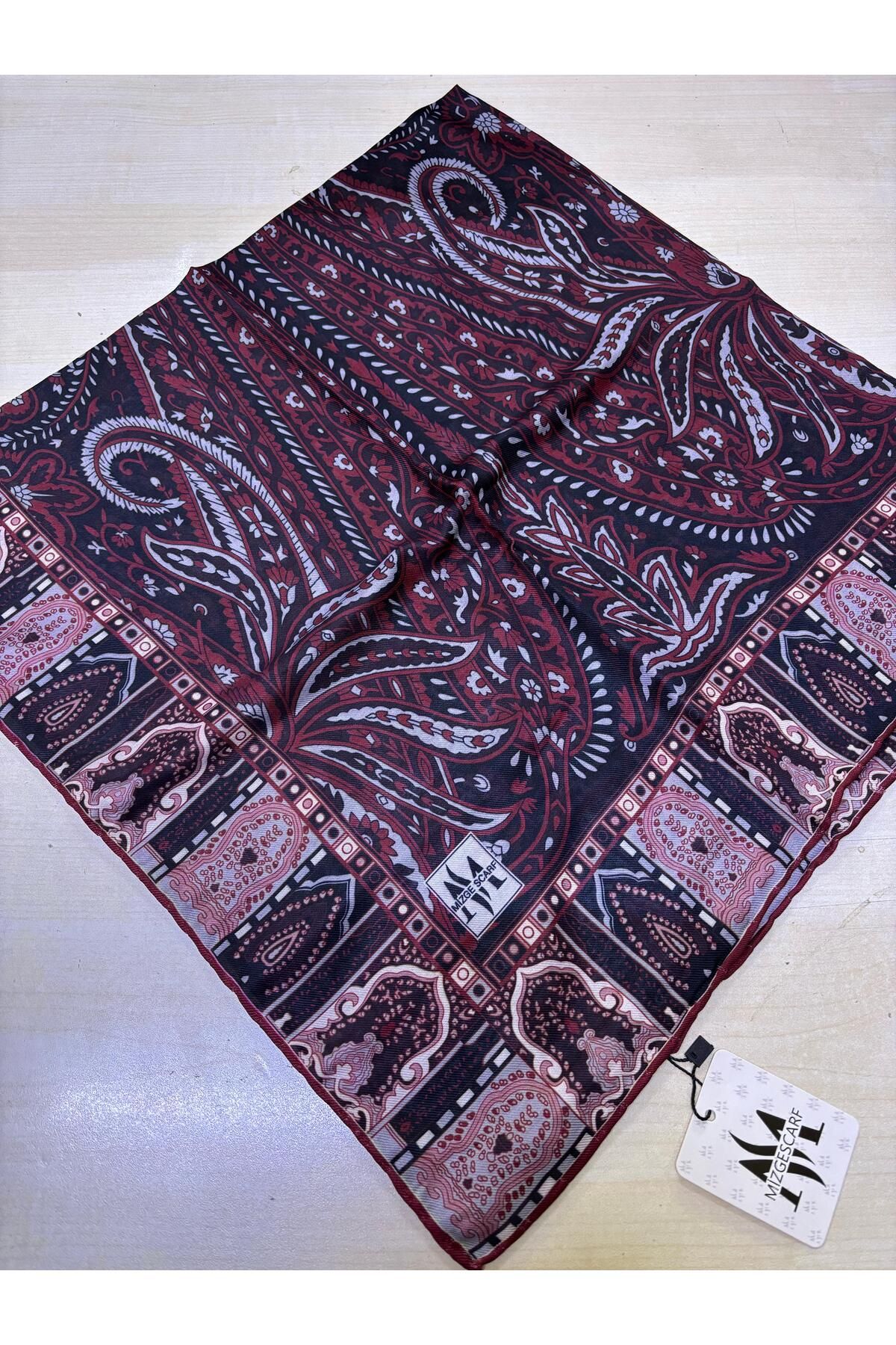 Mizge Scarf PAMUKLU SOFT EŞARP EL DİKİŞLİ ETNİK ETRO RETRO DESEN