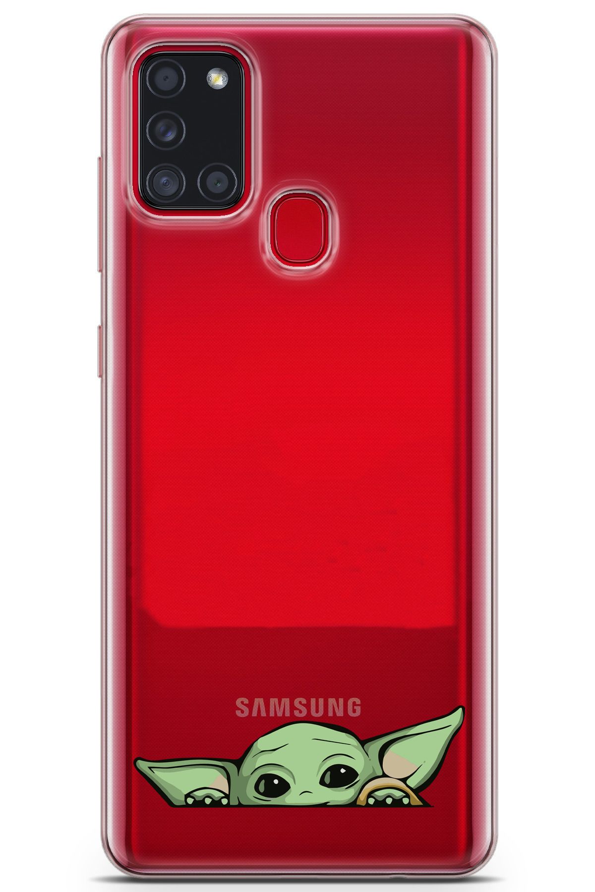 moonset Samsung Galaxy A21S Uyumlu Yoda Tasarımlı Baskılı Şeffaf Telefon Kılıfı