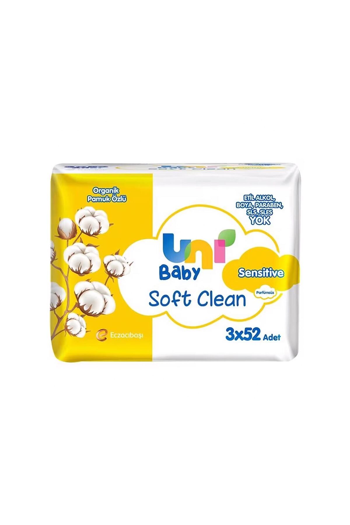 Uni Baby Soft Clean Organik Pamuk Özlü Sensitive Islak Mendil 3 x 52'li