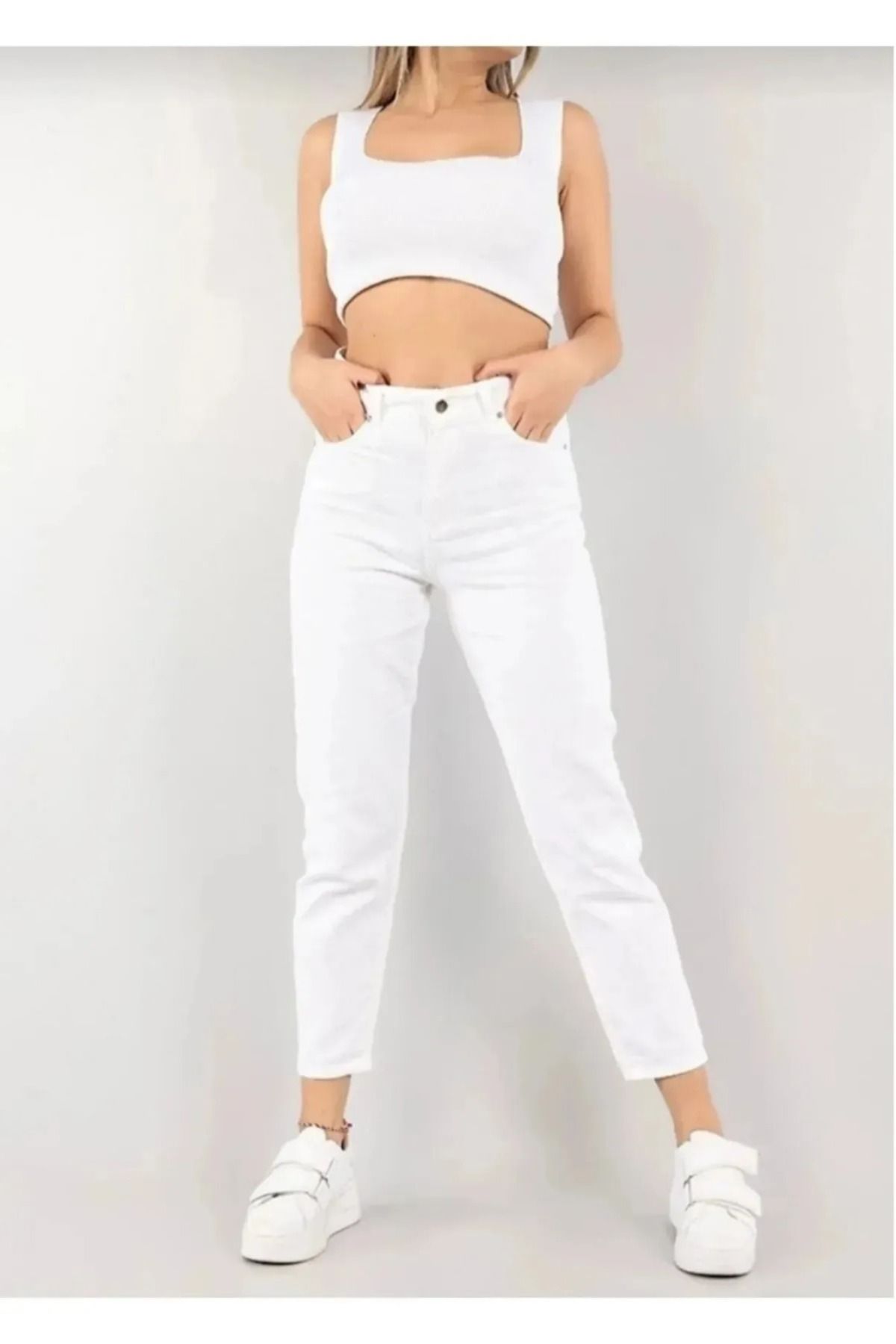 G Wear Kadın Beyaz Mom Jean