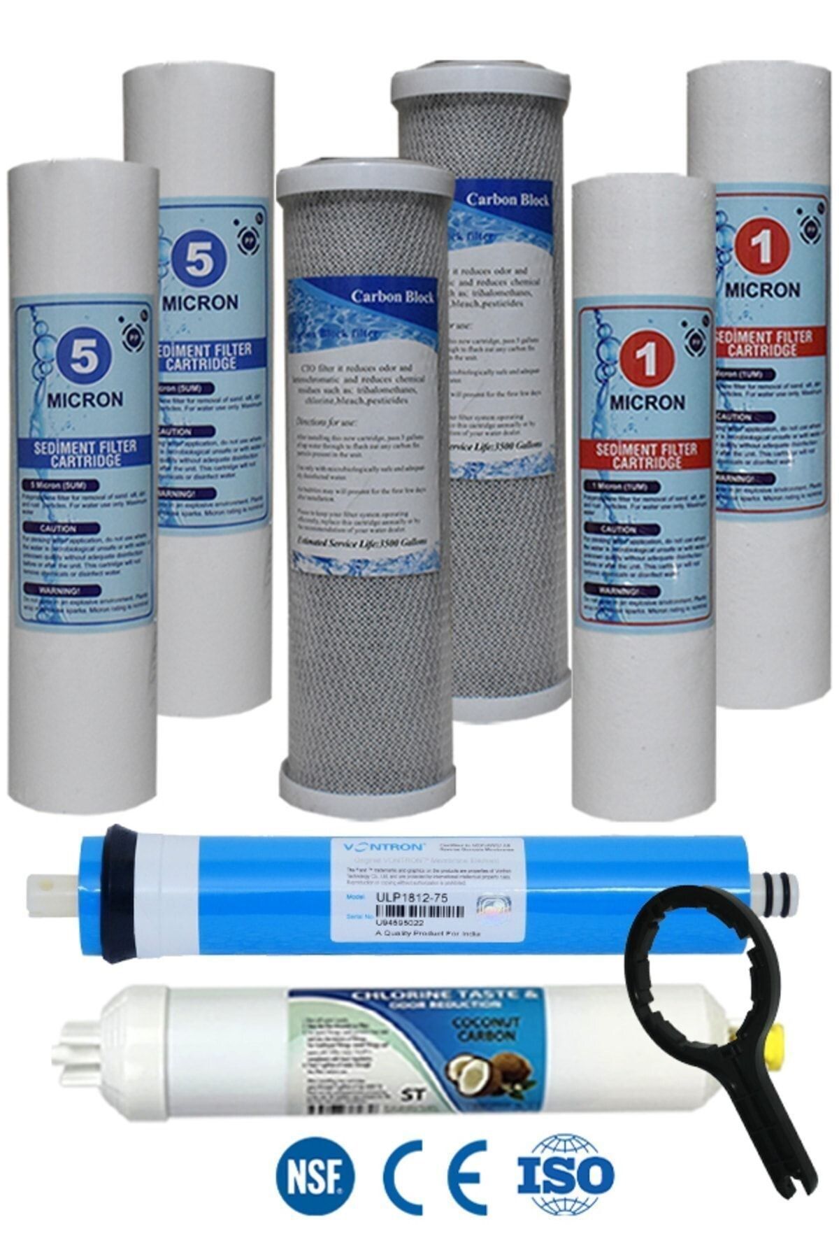 Filter Store Açık Kasa Su Arıtma Cihazı 5 Aşama Yıllık Filtre Bakım Seti (NSF ONAYLI VONTRON MEMBRANLI)