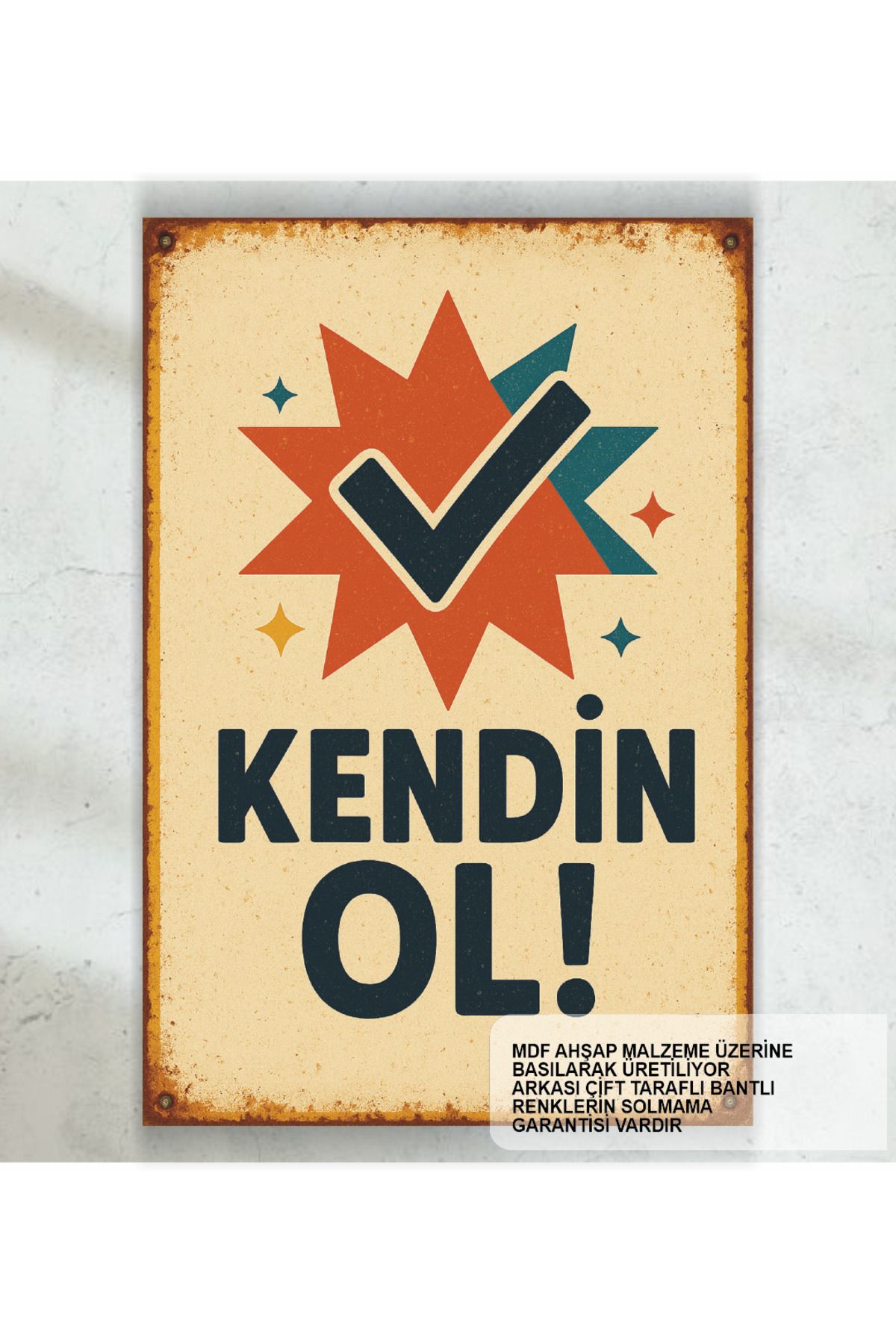Hayat Poster kendin ol. kişisel gelişim motivasyon psikoloji sözleri duvar yazıları retro ahşap poster tablo