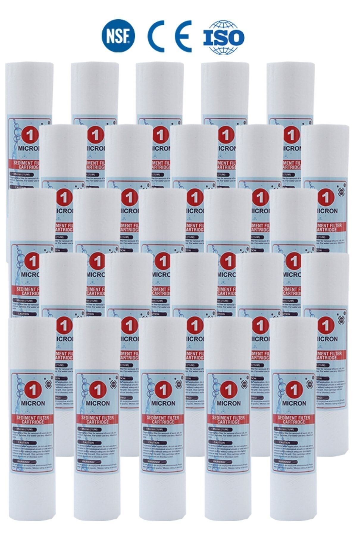 Filter Store Açık Kasa Su Arıtma Cihazı Uyumlu 10'' Inch 1 Mikron Sediment Spun Filtre (25 ADET)
