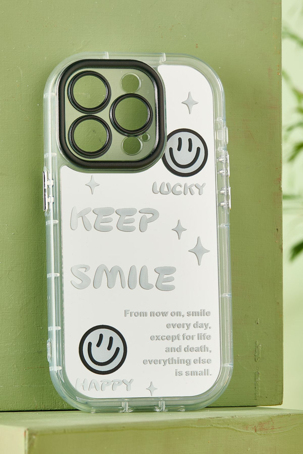 JACK AKSESUAR iPhone 15 PRO Uyumlu Kamera Korumalı Aynalı Kenarları Silikon Telefon Kılıfı