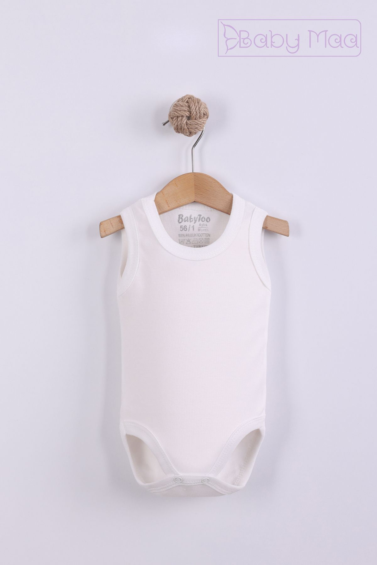 Baby Maa %100 Pamuk Kolsuz Bebek Zıbın Body 4 Adet (0-3 / 3-6 / 6-9 / 9-12 Ay Seçenekli)