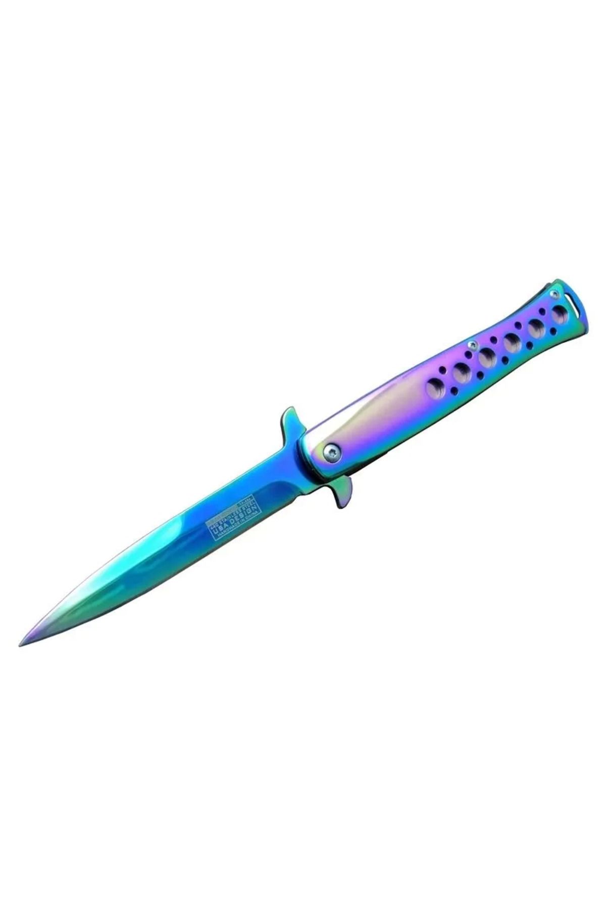 melfxxl eticaret Tac-force 1111-d Titanyum Gökkuşağı Kamp Çakı 23 Cm - Metal Sap, Yarı Otomatik