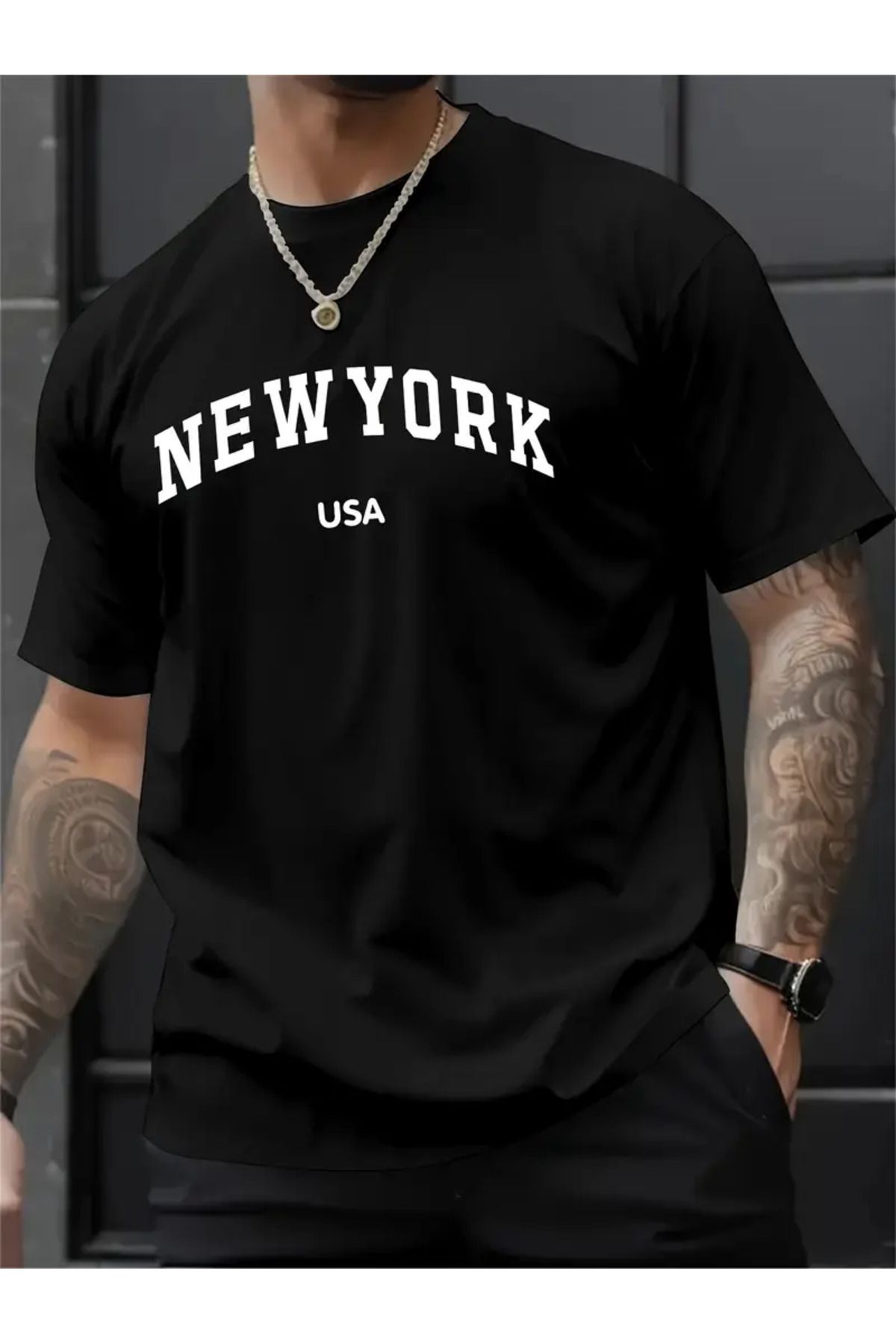 NEW TRENDY COLLECTİON Erkekler için Trend NEW YORK Baskılı Tişört