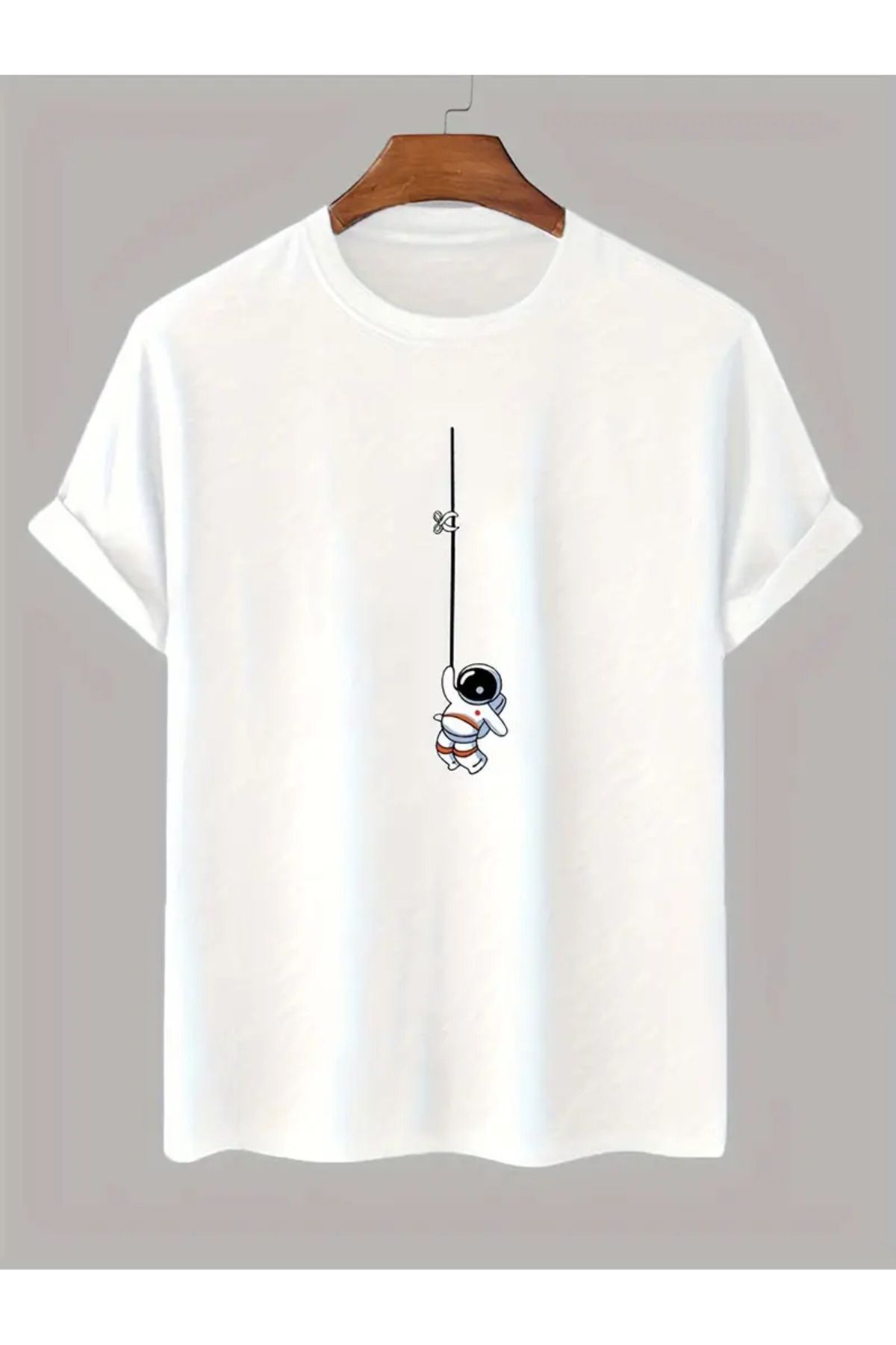 NEW TRENDY COLLECTİON Astronot Baskılı %100 Pamuk Erkek T-shirt