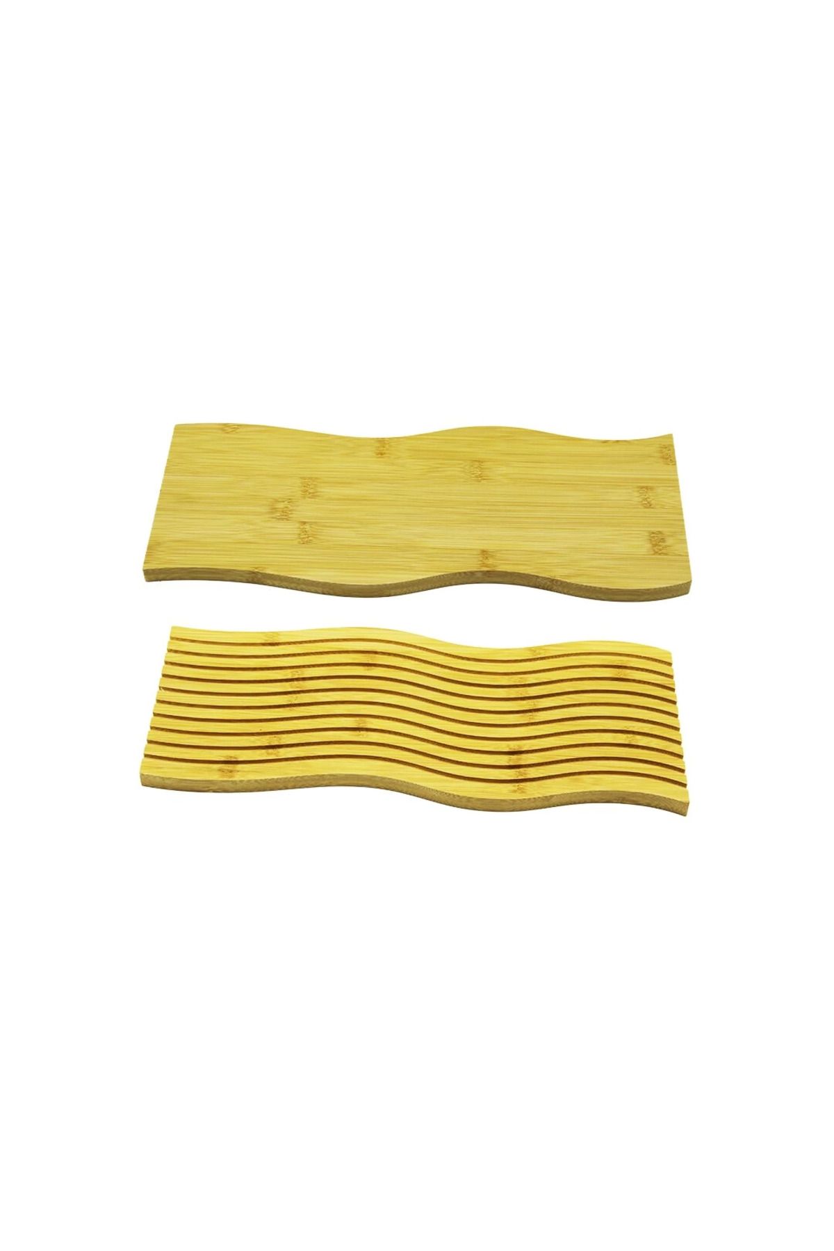hayalimsah DİKDÖRTGEN ÇİFT TARAFLI : DÜZ - DALGALI OYUK DESENLİ AHŞAP BAMBU SUNUM TEPSİ 15X39CM (4767)