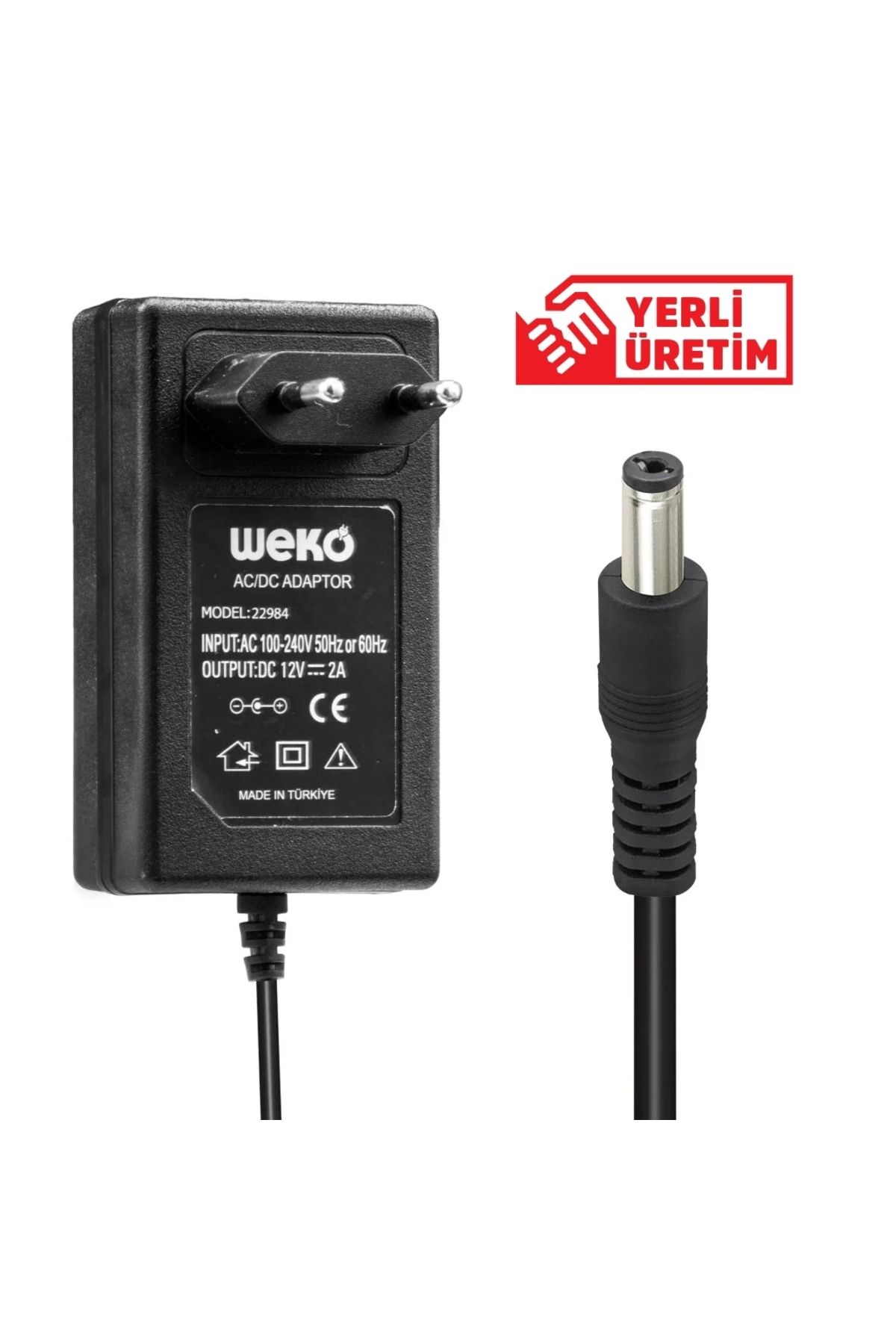 Nemere 12 Volt - 2 Amper 5.5*2.1 Uçlu Plastik Kasa Priz Tipi Adaptör