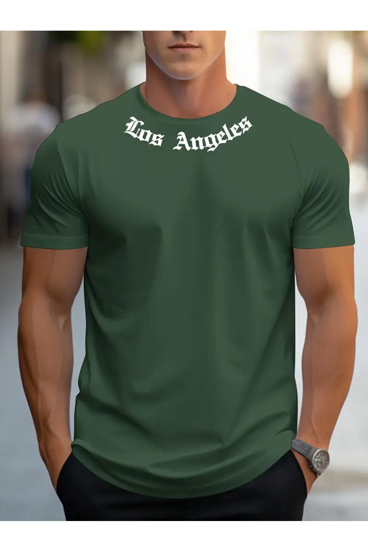 NEW TRENDY COLLECTİON Los Angeles Grafik Baskılı Erkek Yaratıcı Üst