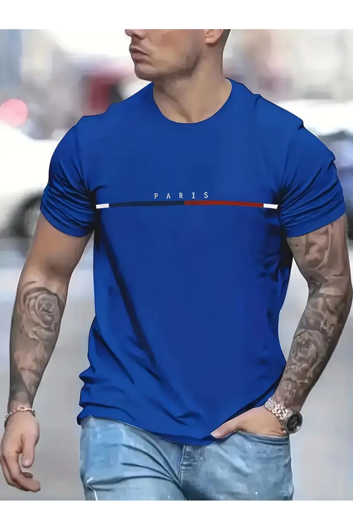 NEW TRENDY COLLECTİON "PARIS" Erkeklerin Rahat Yaz Dış Mekan T-shirt