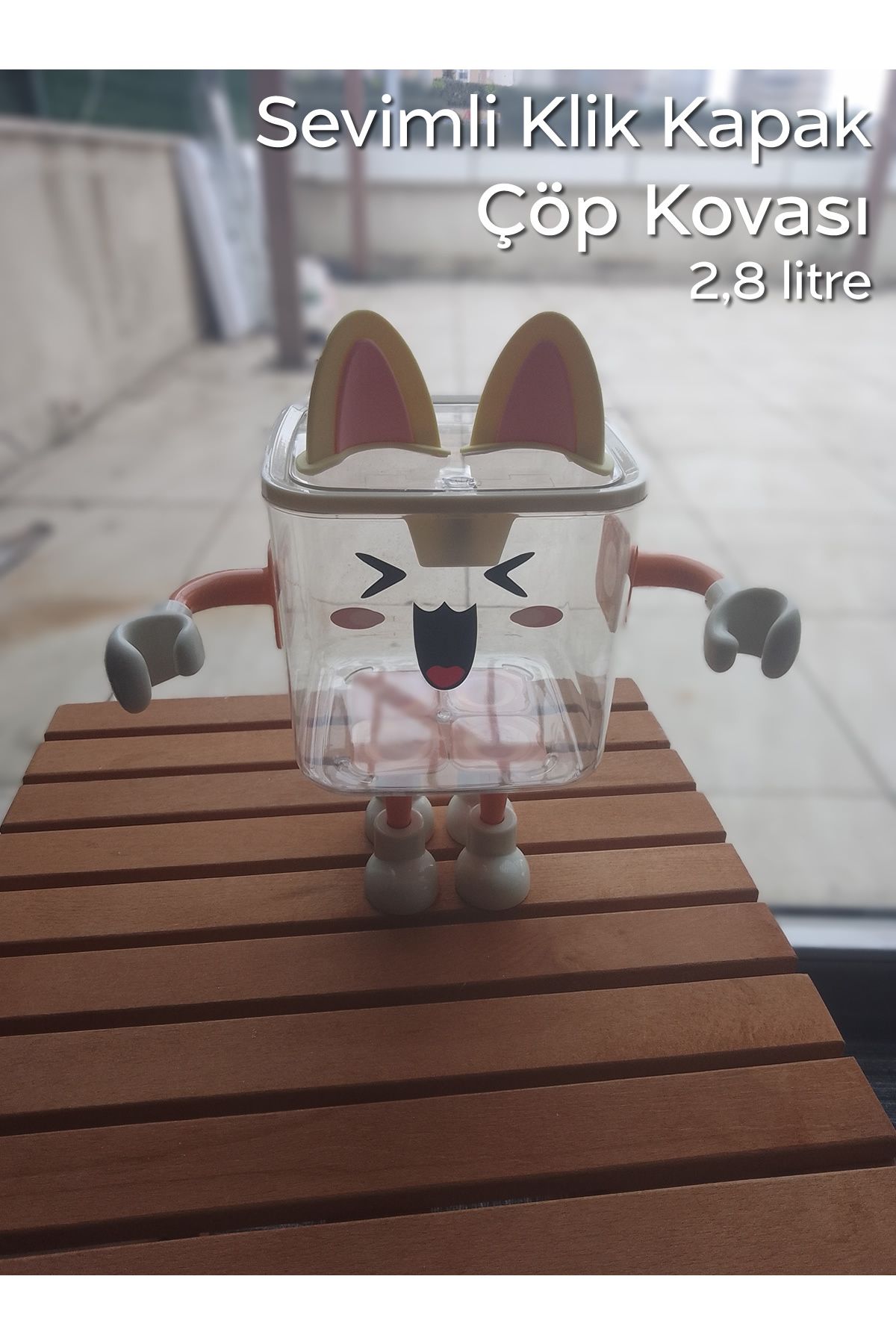 ARVALE Sevimli Mini Masaüstü Çöp Kovası Stickerlı | 2,5 Litre Hacim