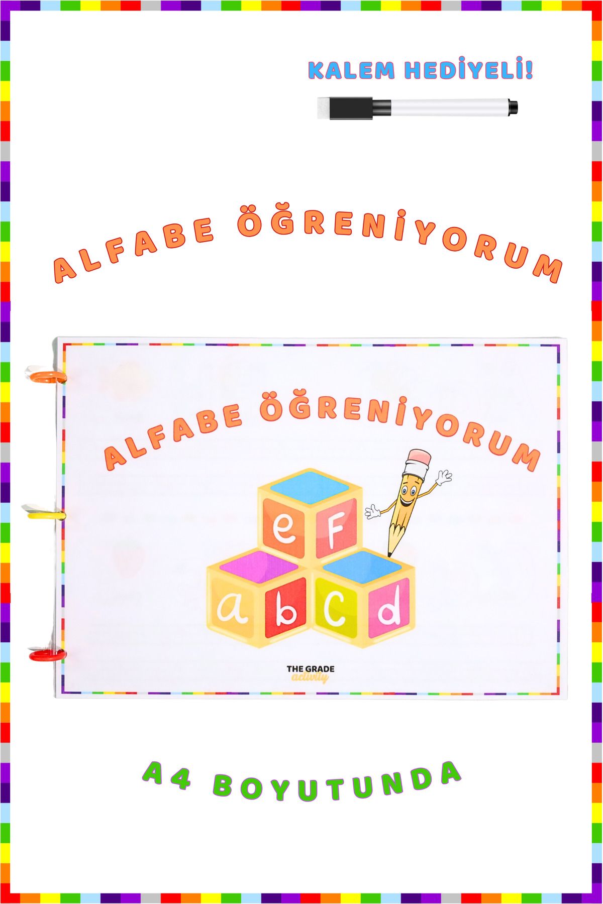 The Grade 2-6 Yaş yaz sil Alfabe Kartları Alfabe Seti eğitici Set eğitici oyuncak (9 SAYFA-A4 boyut)