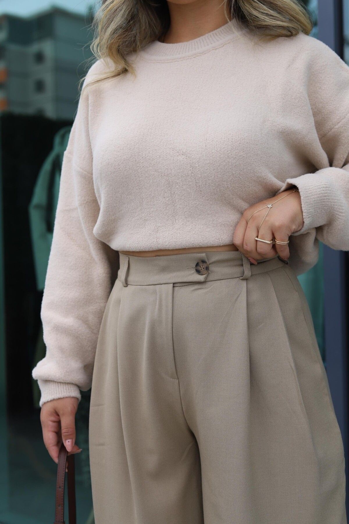 BÜŞRA PERKER Camel Palazzo Pantolon