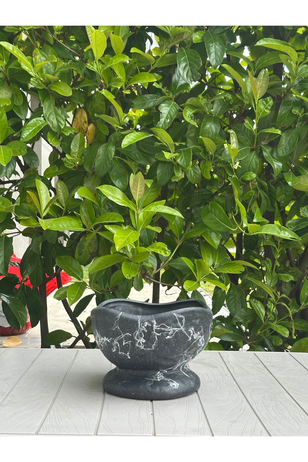 LAVİTTA mermer desenli bitki seramik saksı 14 cm yükseklik 20 cm çap