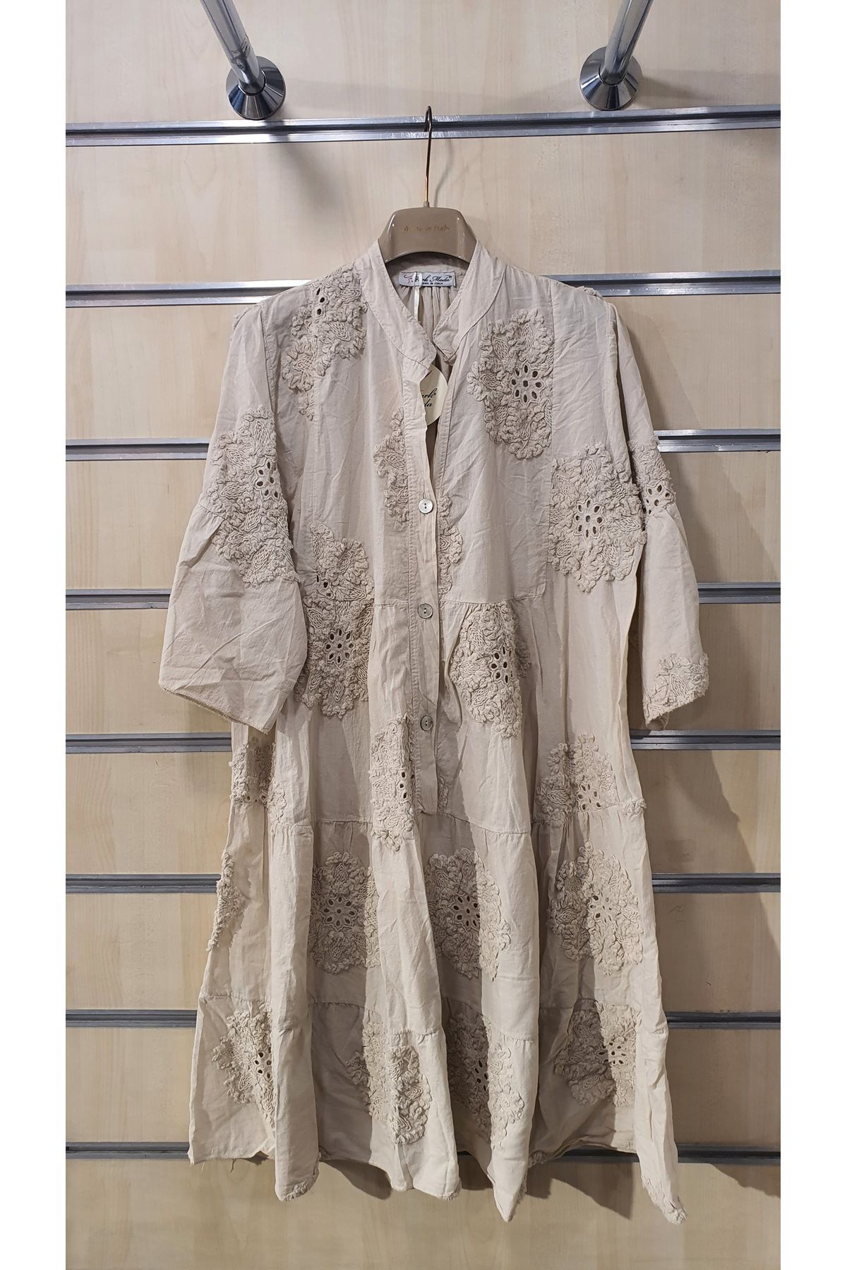 Park Moda OTANTİK KABARTMALI KISA PAMUK ELBİSE