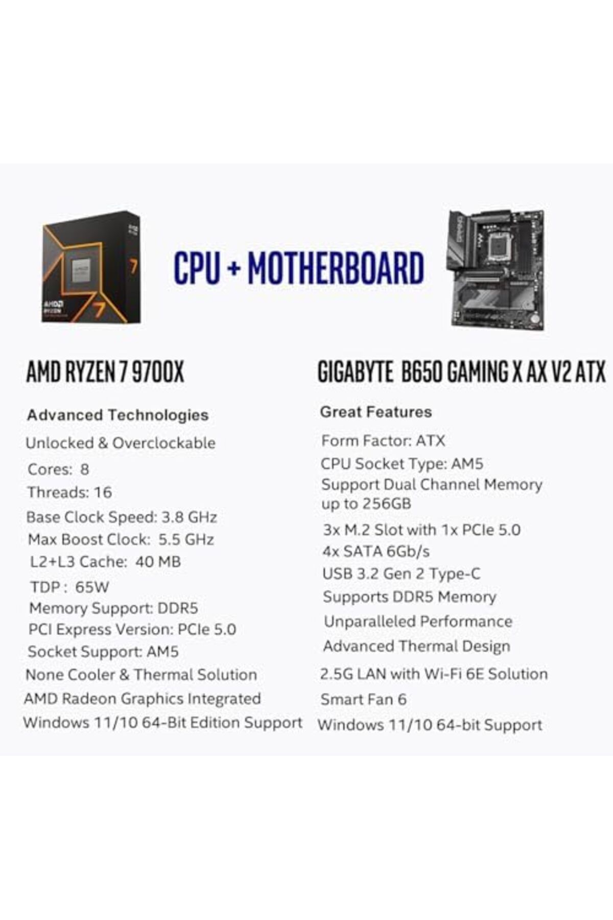 Amd-Ryzen 7 9700X CPU with Gigabyte B650 Gaming X AX V2 Motherboard from Micro Center 3