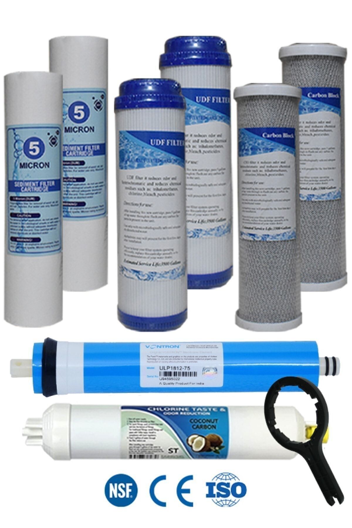 Filter Store Açık Kasa 5 Aşama Su Arıtma Cihazı Çift Karbonlu Yıllık Filtre Seti (NSF ONAYLI VONTRON MEMBRANLI)
