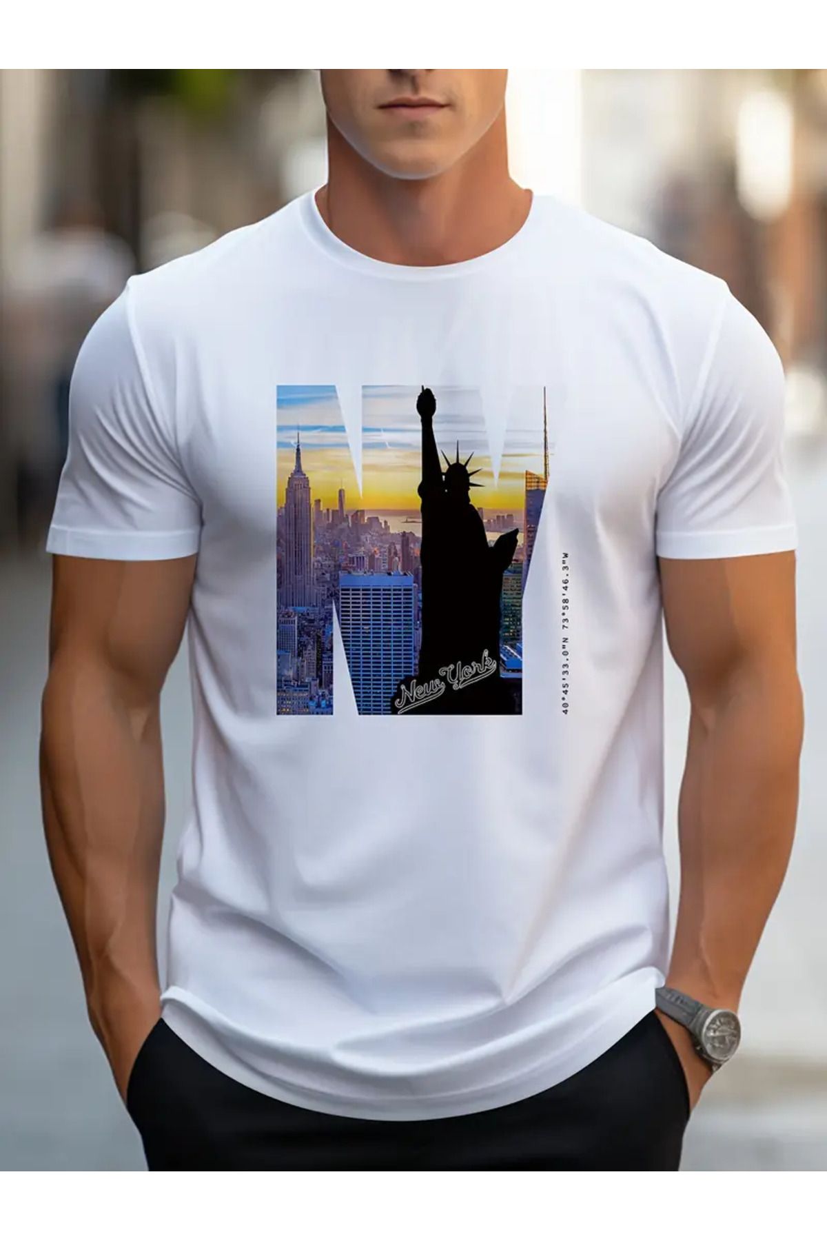 Minikelya Erkekler için NY City Skyline desenli