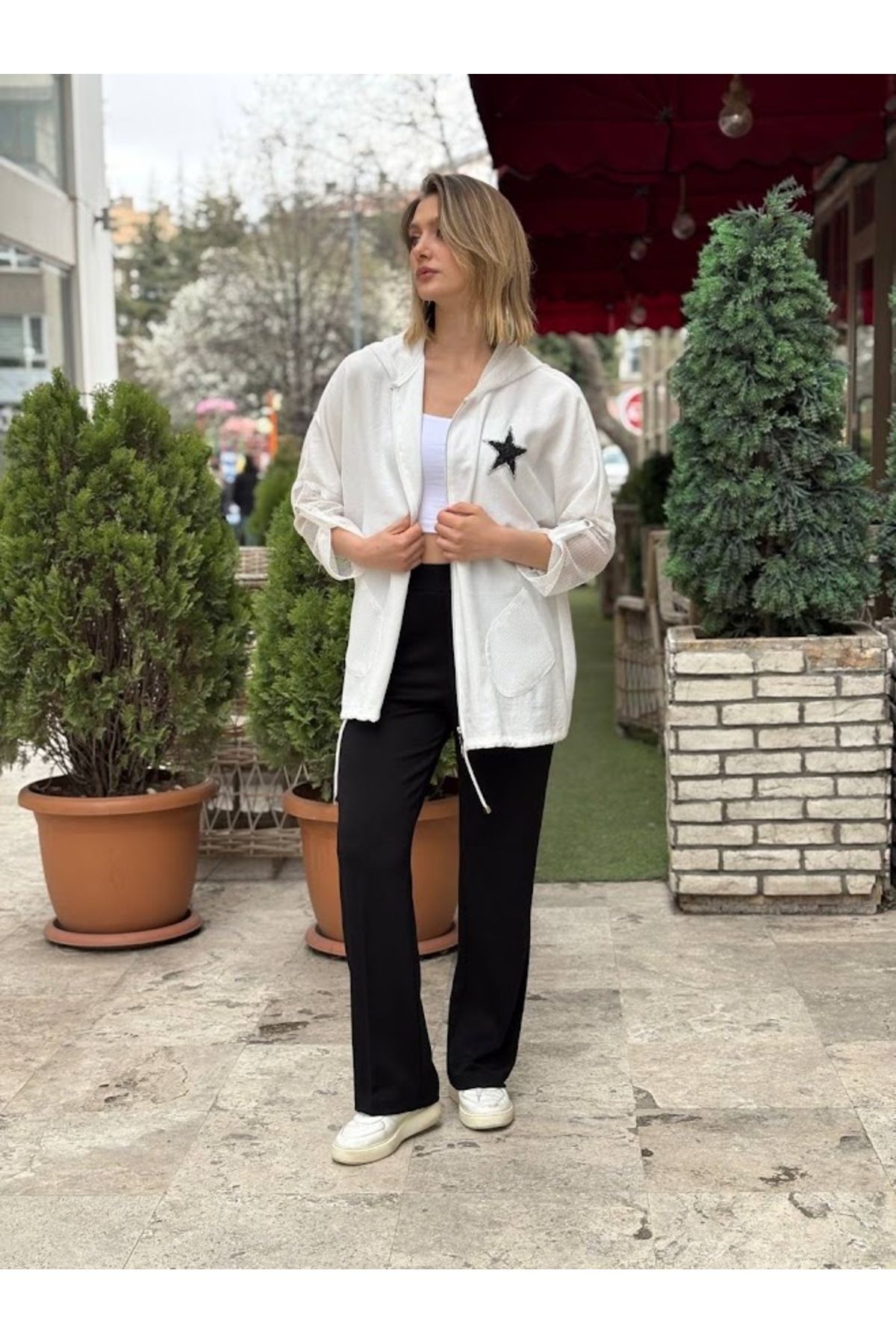 Leila İTALYAN KETEN FİLE DETAYLI CEKET