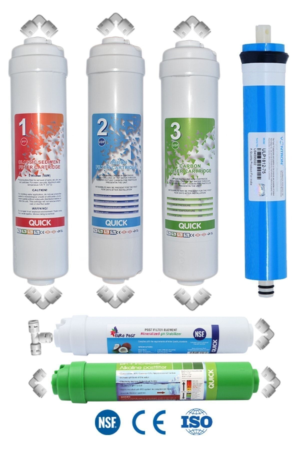 Filter Store Kapalı Kasa Su Arıtma Cihazı Filtresi 6 Aşamalı Inline Filtre Seti (NSF VONTRON MEMBRAN)