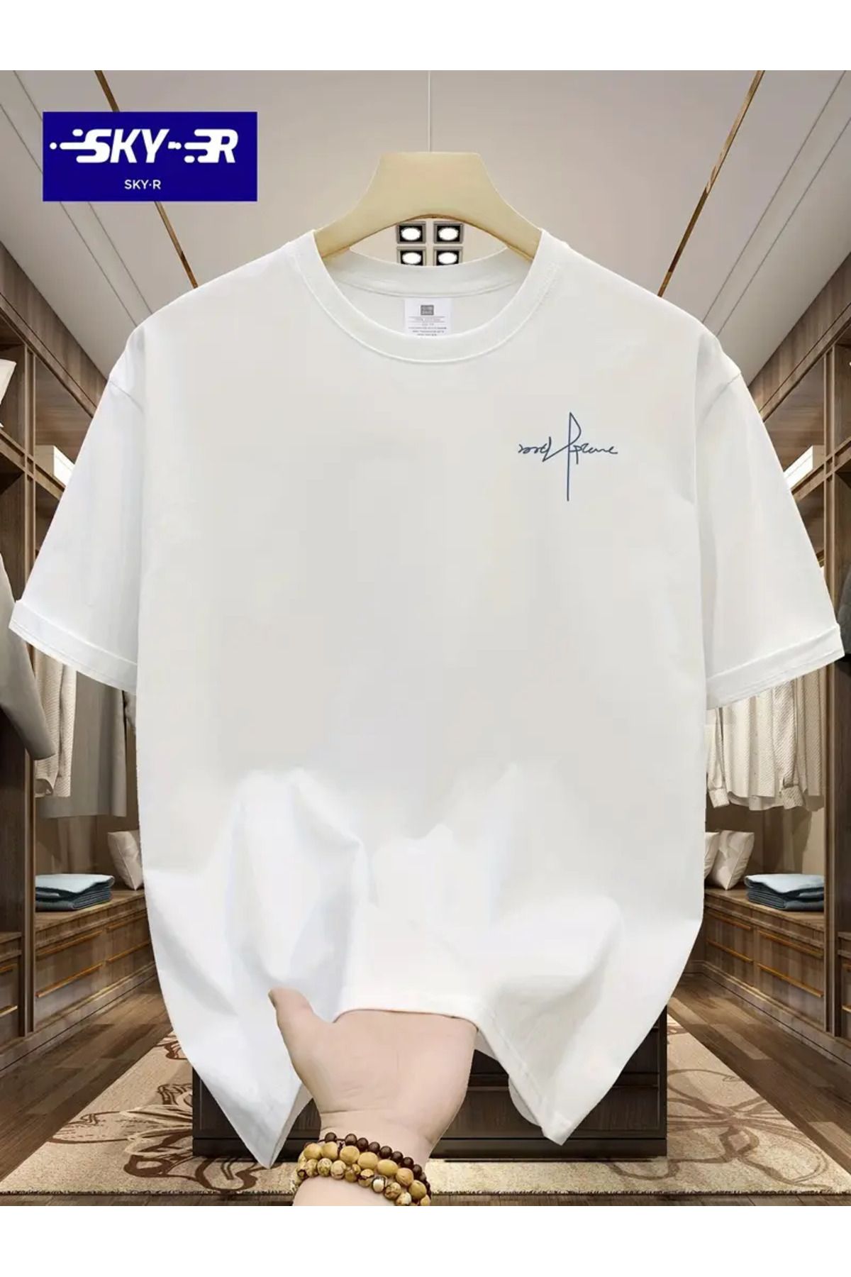 NEW TRENDY COLLECTİON Yaz için Erkeklerin Rahat 100% Pamuk Harf Grafik Baskılı Tişört