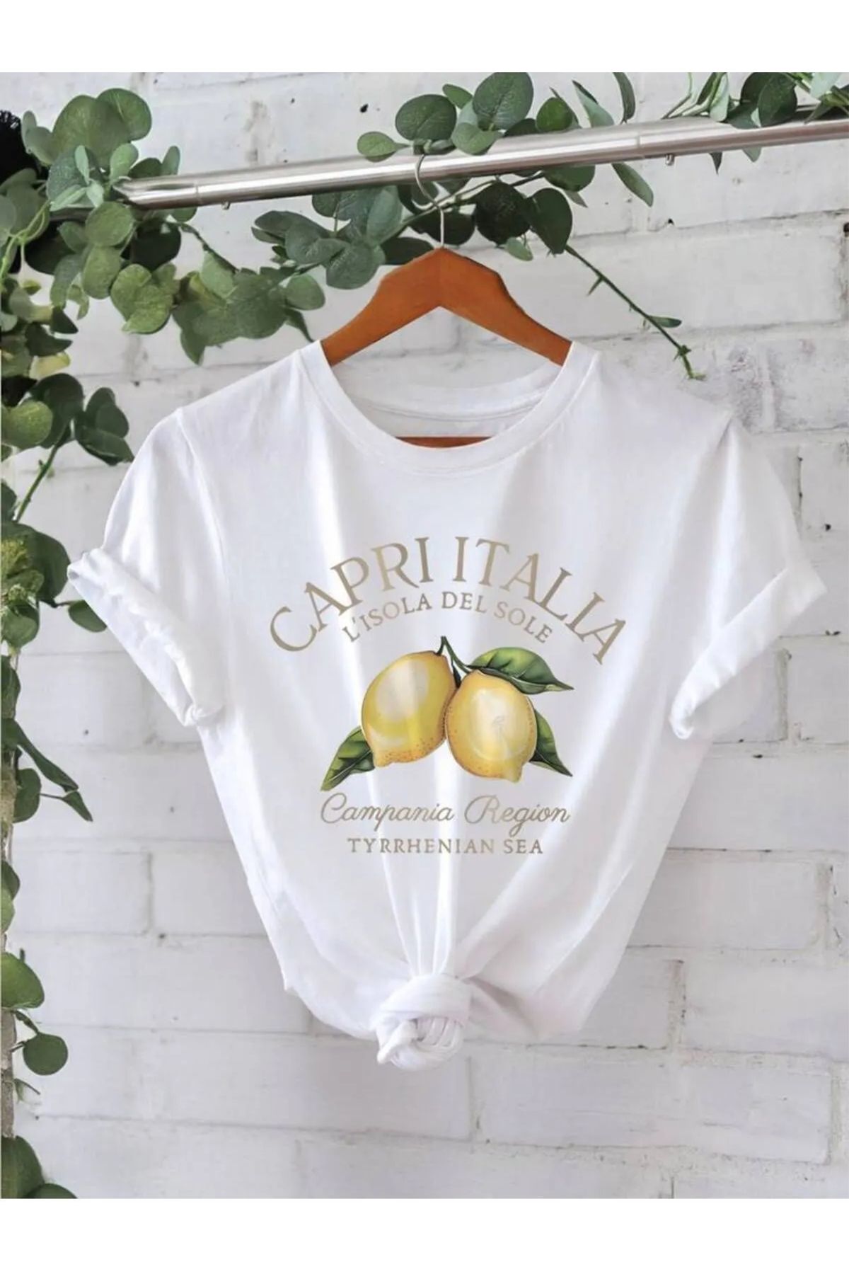 venüsdijital CAPRI ITALIA Limon Baskılı Kadın T-shirt