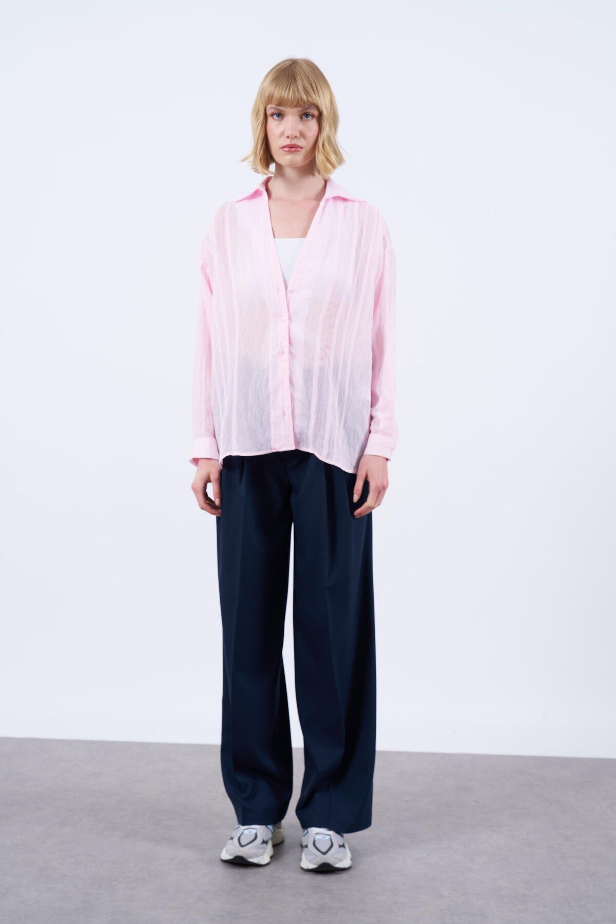 shieba outlet Premium Oversize Transparent Kumaş Gömlek
