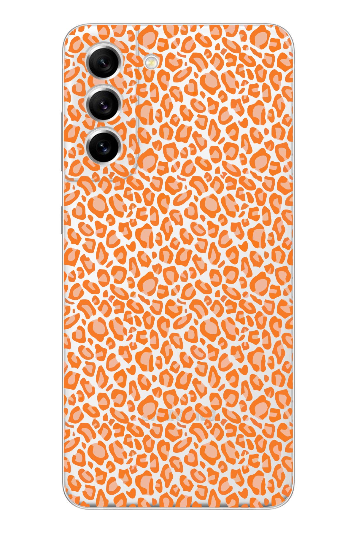 moonset Samsung Galaxy S21 FE Uyumlu Turuncu Leopar Tasarımlı Baskılı Şeffaf Telefon Kılıfı