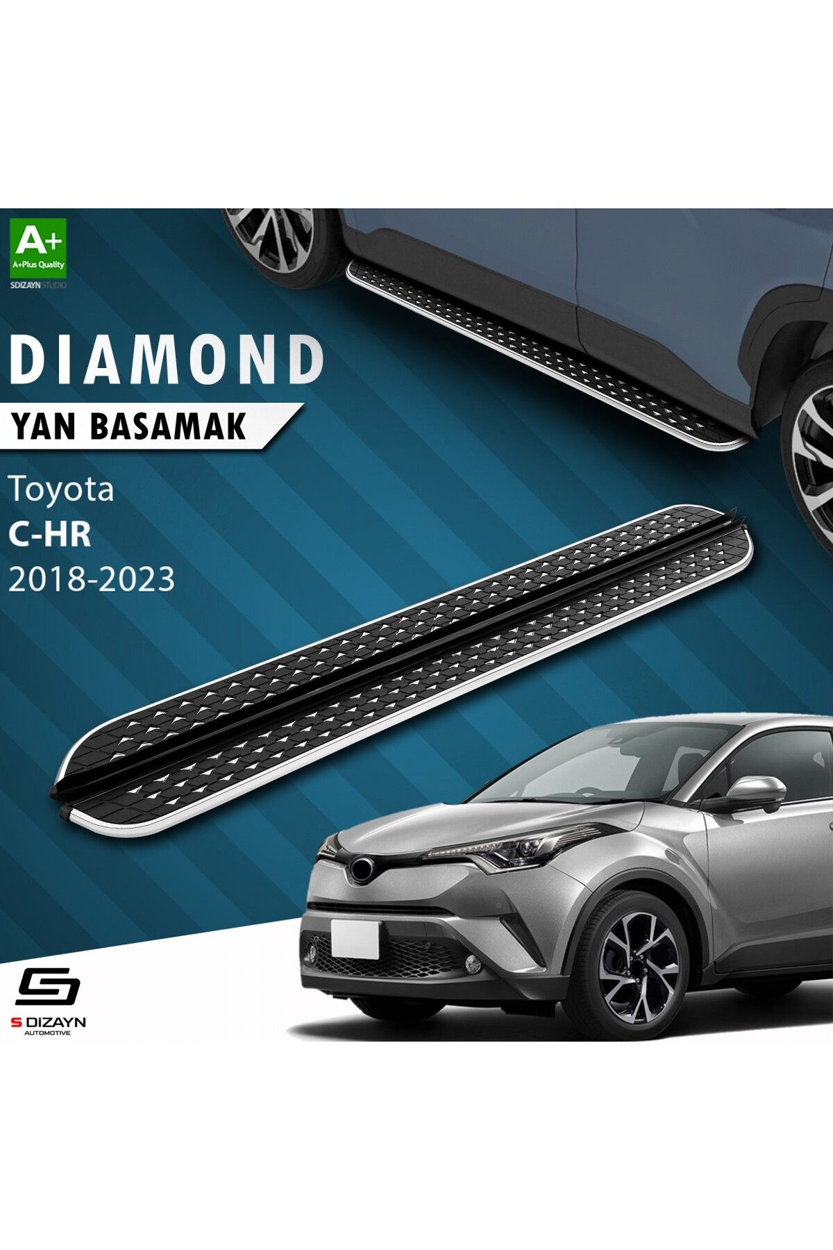 S Dizayn S-Dizayn Toyota C-HR Diamond Krom Yan Basamak 173 Cm 2018-2023 A+ Kalite